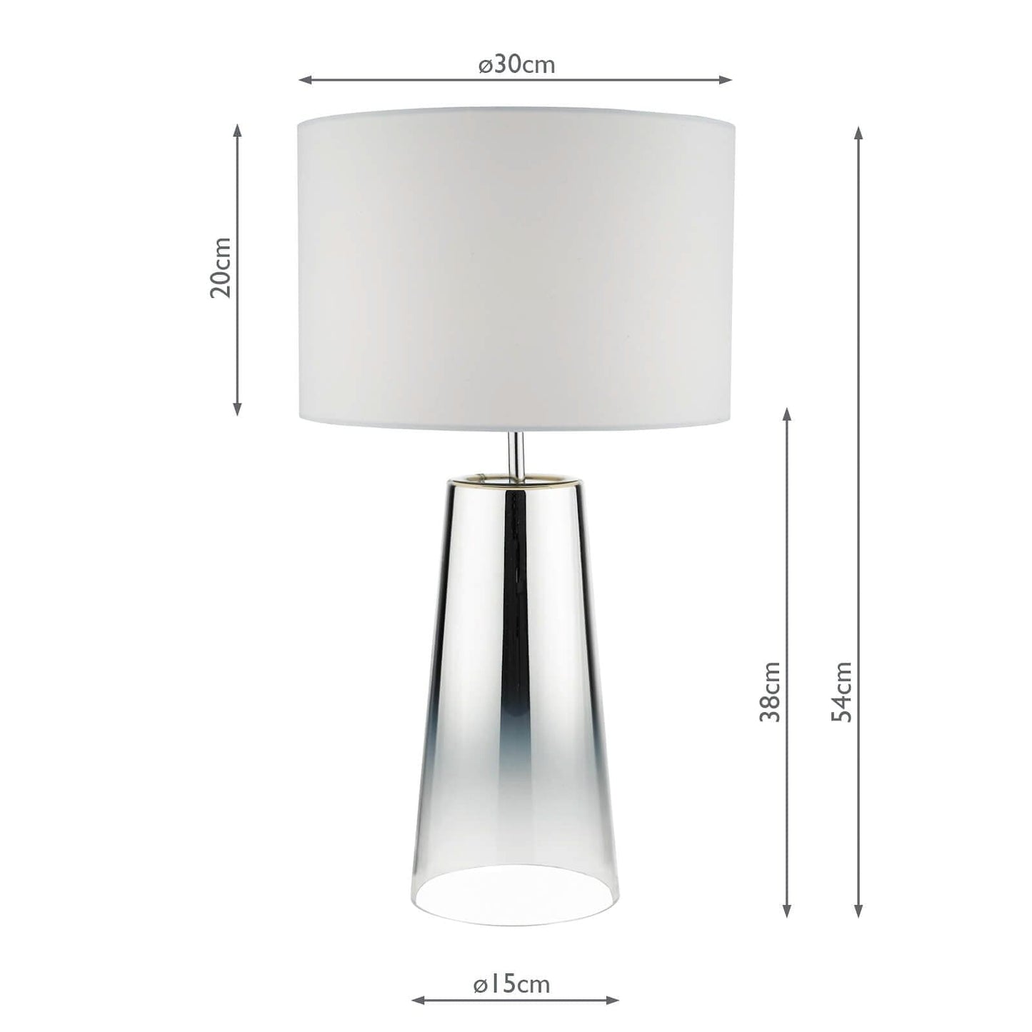 dar lighting Smokey Table Lamp Clear & Chrome Ombre Glass With Shade SMO4250