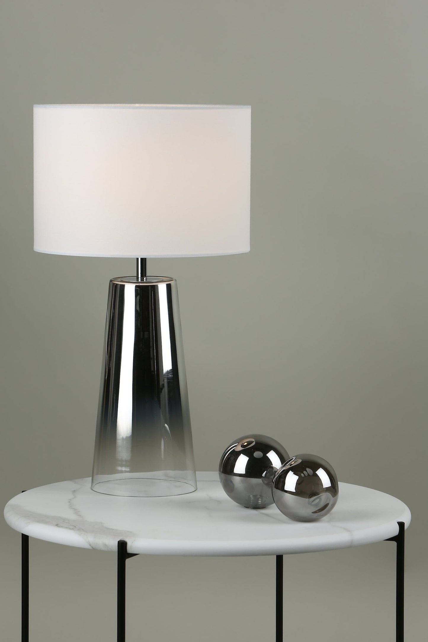 dar lighting Smokey Table Lamp Clear & Chrome Ombre Glass With Shade SMO4250