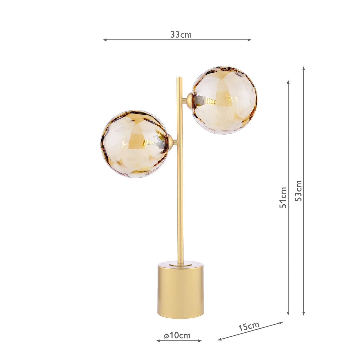 dar lighting Spiral 2 Light Table Lamp Matt Gold & Champagne Dimpled Glass SPI4235-11
