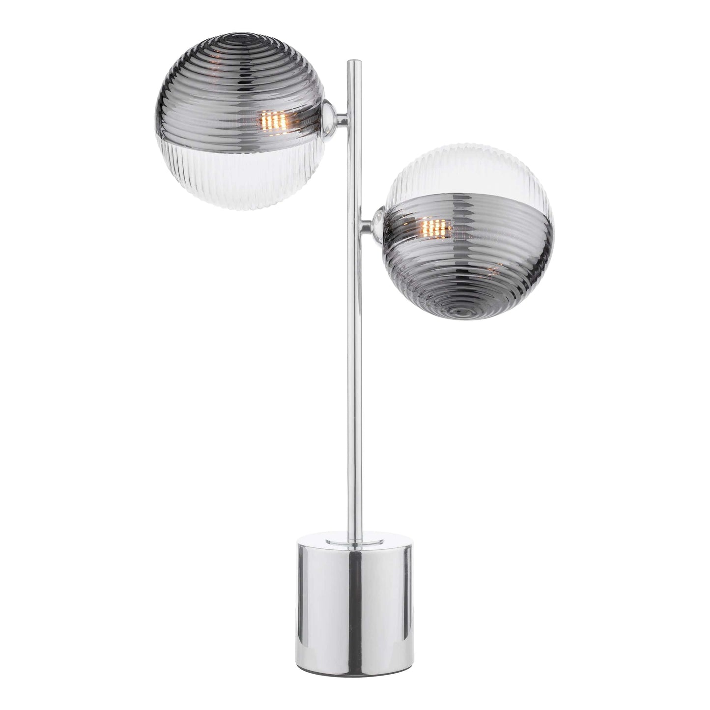 dar lighting Spiral 2 Light Table Lamp Polished Chrome & Smoked/Clear Ribbed Glass SPI4250-19