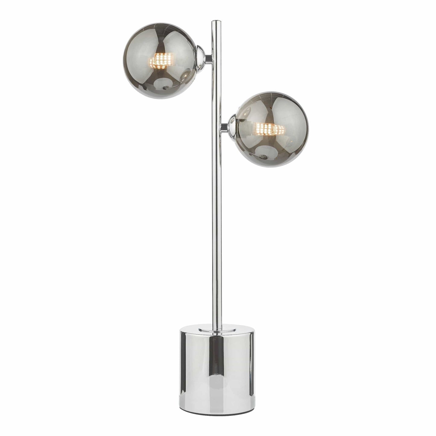 dar lighting Spiral 2 Light Table Lamp Polished Chrome Smoked Glass SPI4250-01