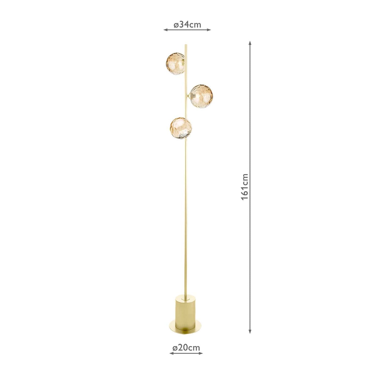 dar lighting Spiral 3 Light Floor Lamp Matt Gold & Champagne Dimpled Glass SPI5535-11