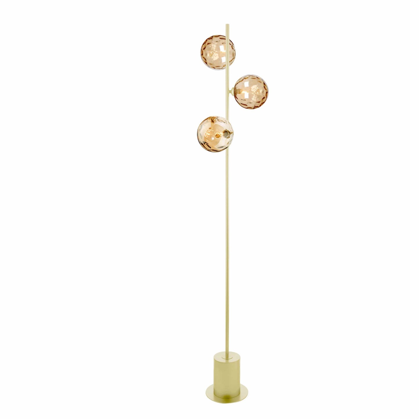 dar lighting Spiral 3 Light Floor Lamp Matt Gold & Champagne Dimpled Glass SPI5535-11