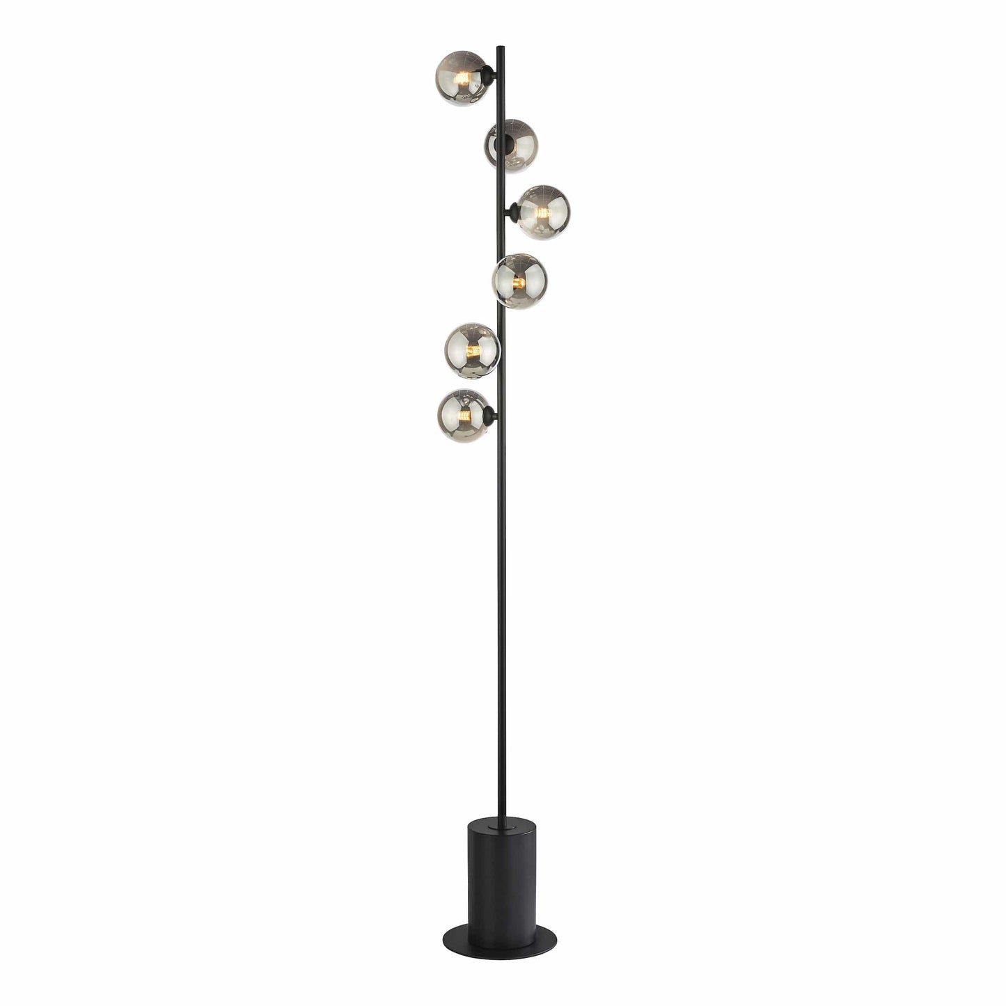 dar lighting Spiral 6 Light Floor Lamp Matt Black Smoked Glass SPI4922-01