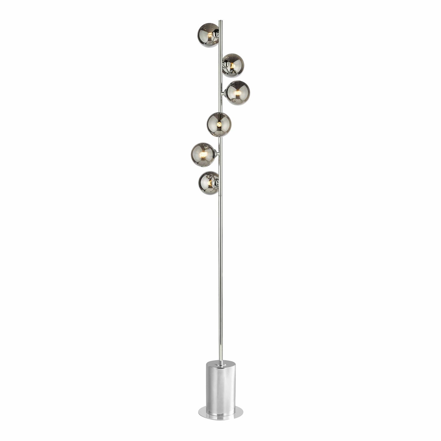 dar lighting Spiral 6 Light Floor Lamp Polished Chrome Smoked Glass SPI4950-01