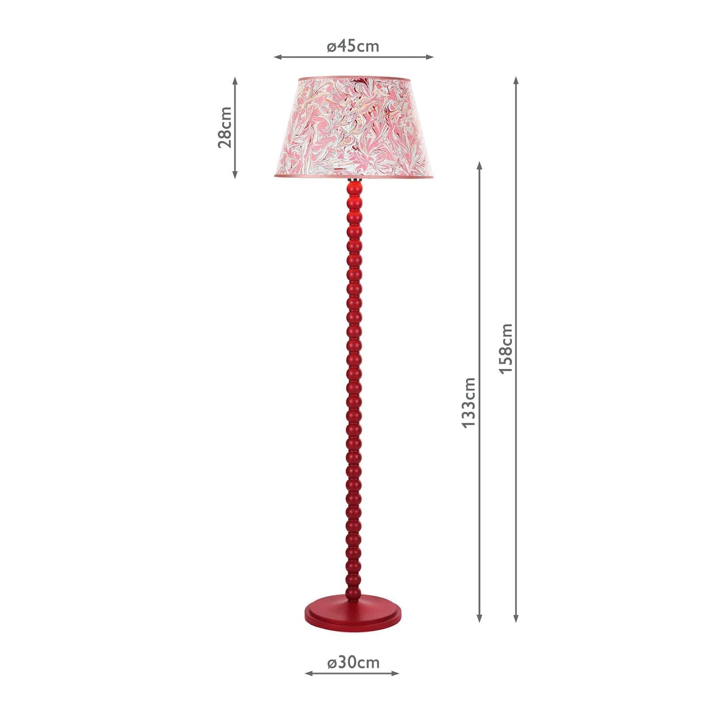 dar lighting Spool Floor Lamp Gloss Red Base Only SPO4925