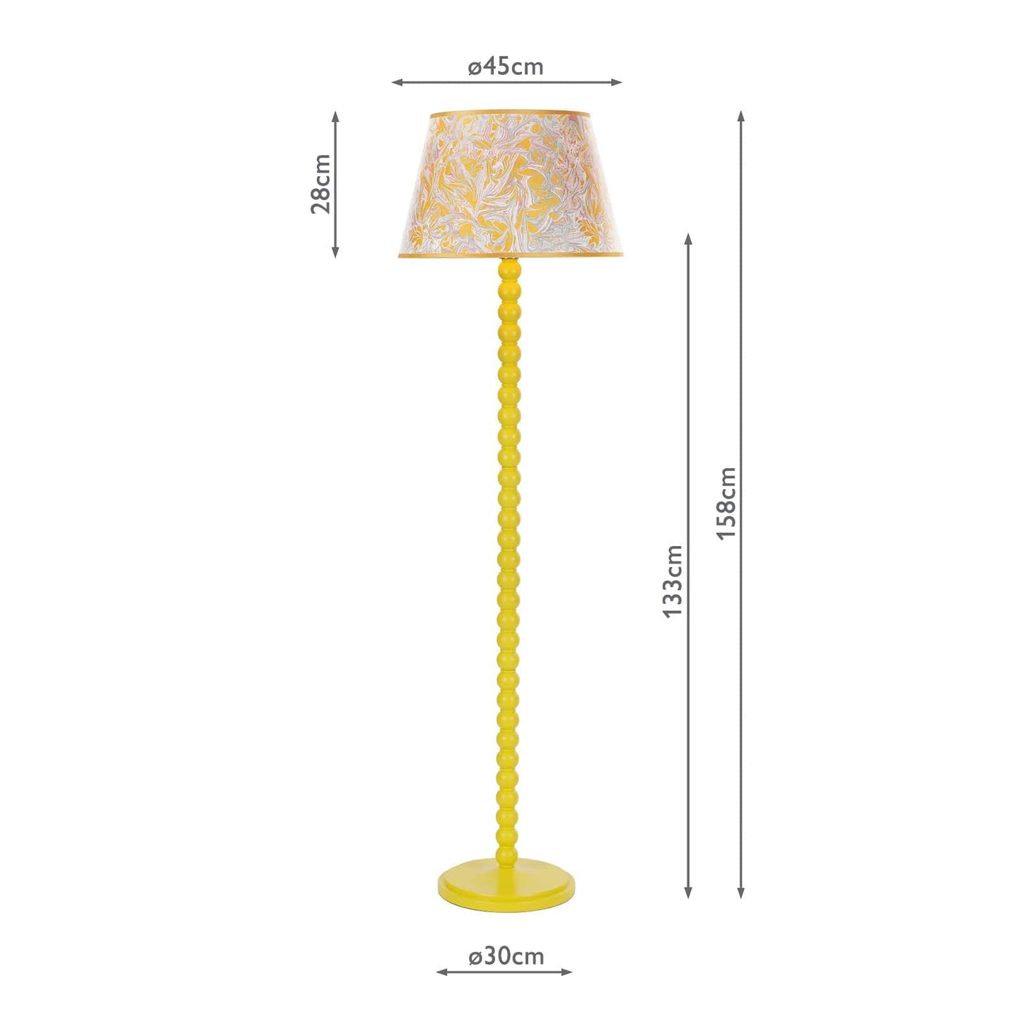 dar lighting Spool Floor Lamp Gloss Yellow Base Only SPO4926