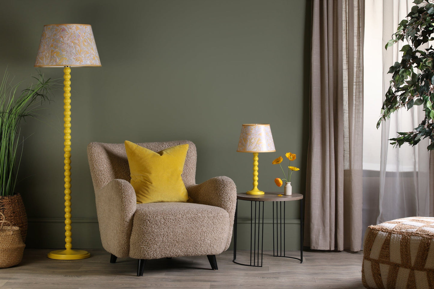 dar lighting Spool Floor Lamp Gloss Yellow Base Only SPO4926