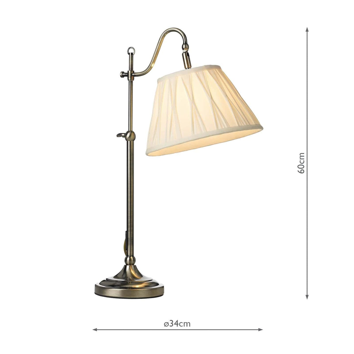 dar lighting Suffolk Rise & Fall Table Lamp Antique Brass With Shade SUF4075-X