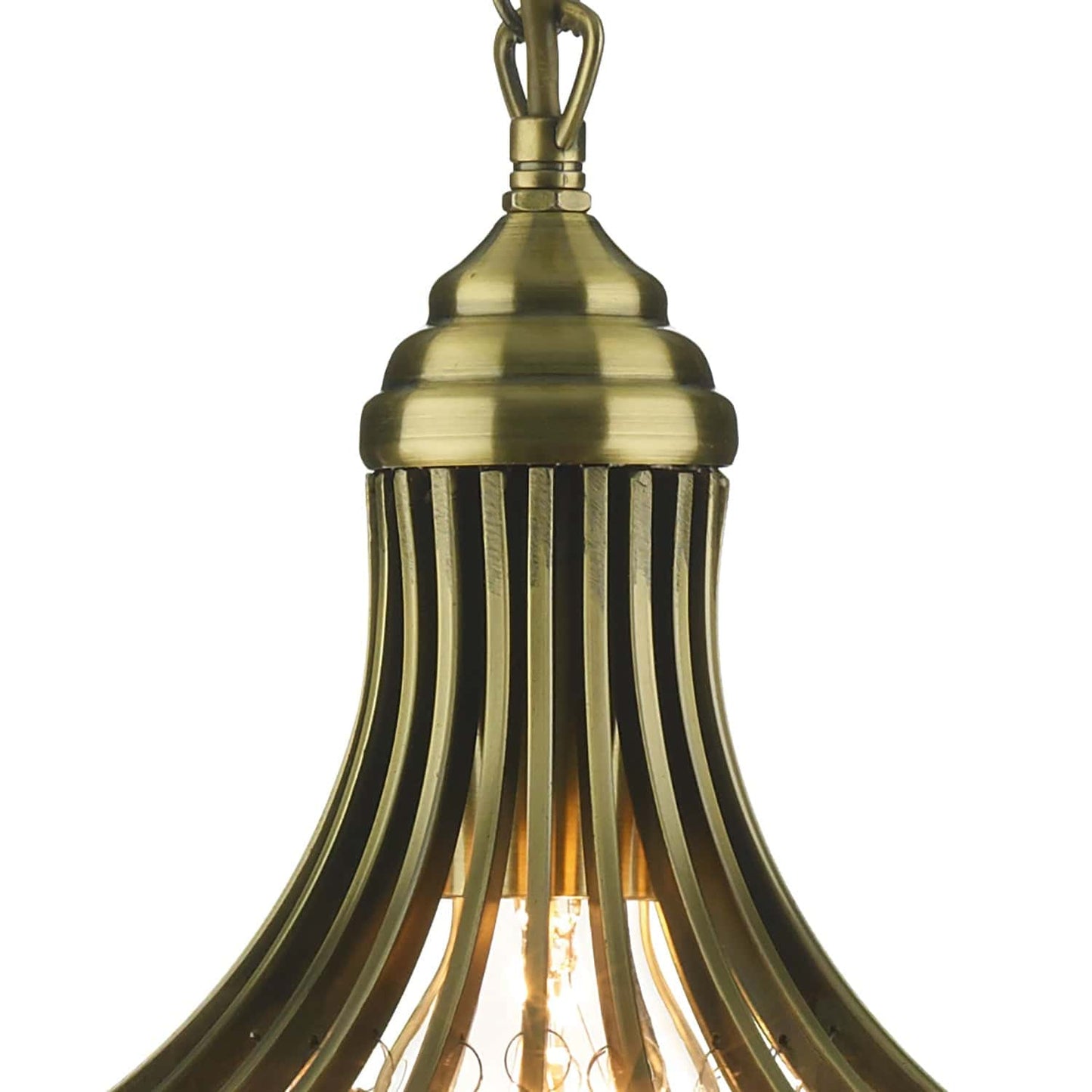 dar lighting Suri 1 Light Pendant Antique Brass Faceted Glass SUR0108