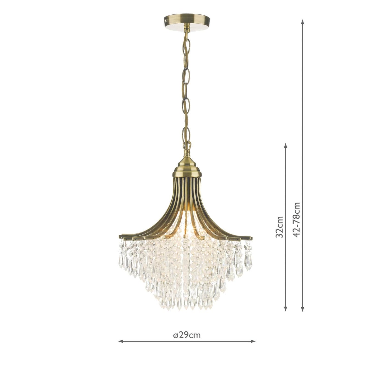 dar lighting Suri 1 Light Pendant Antique Brass Faceted Glass SUR0108