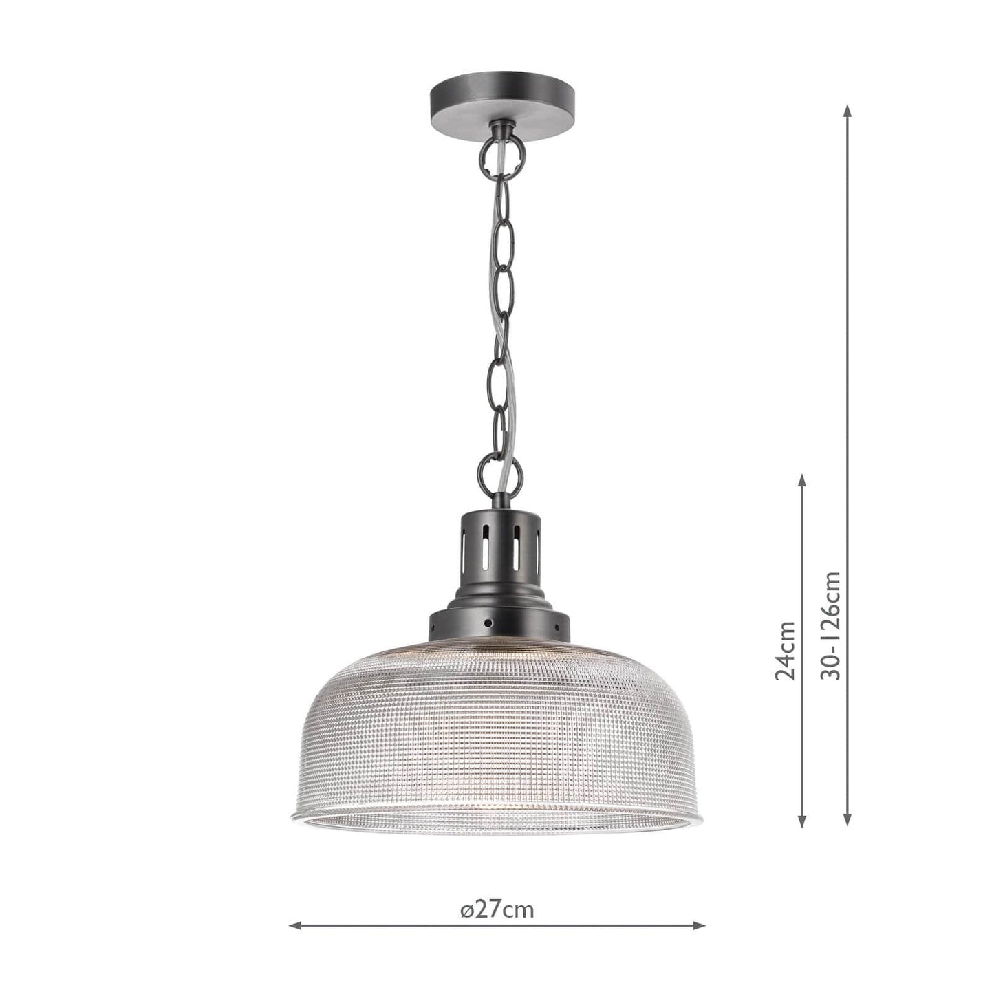 dar lighting Tack 1 Light Pendant Antique Chrome Textured glass TAC0161