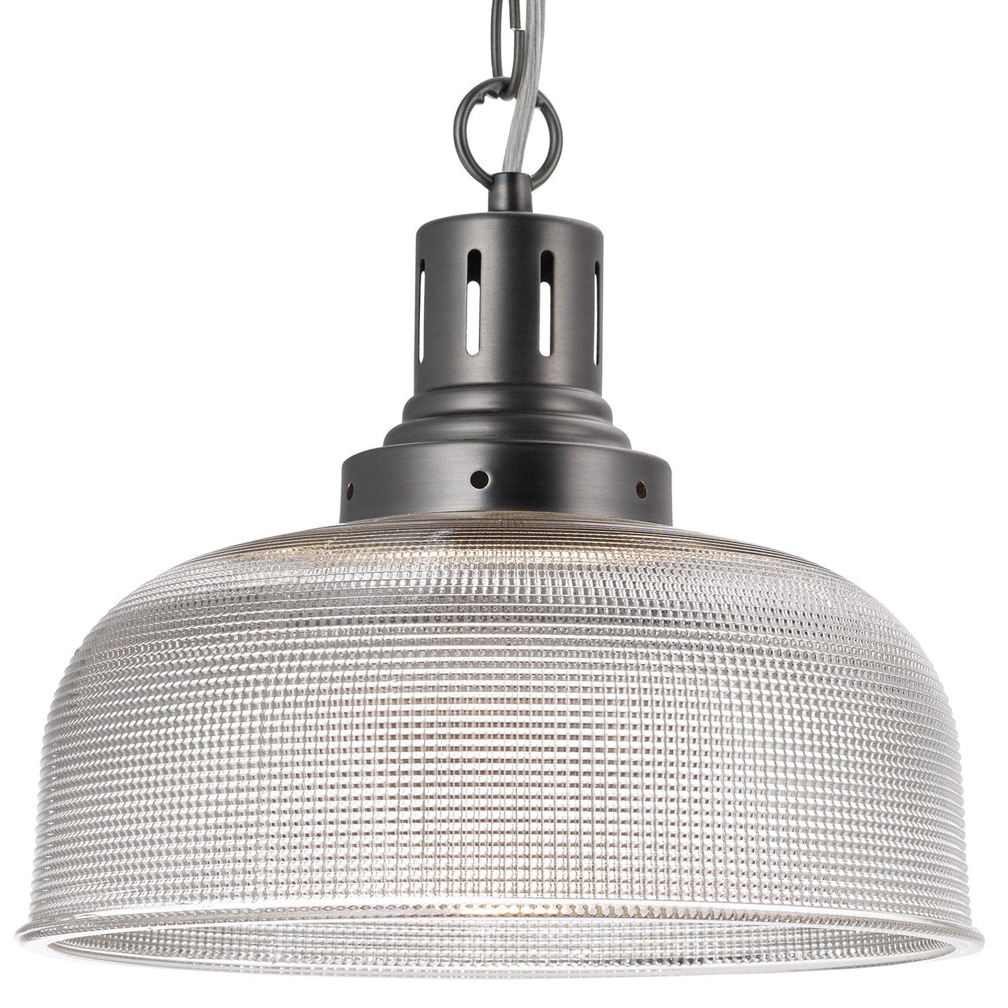 dar lighting Tack 1 Light Pendant Antique Chrome Textured glass TAC0161