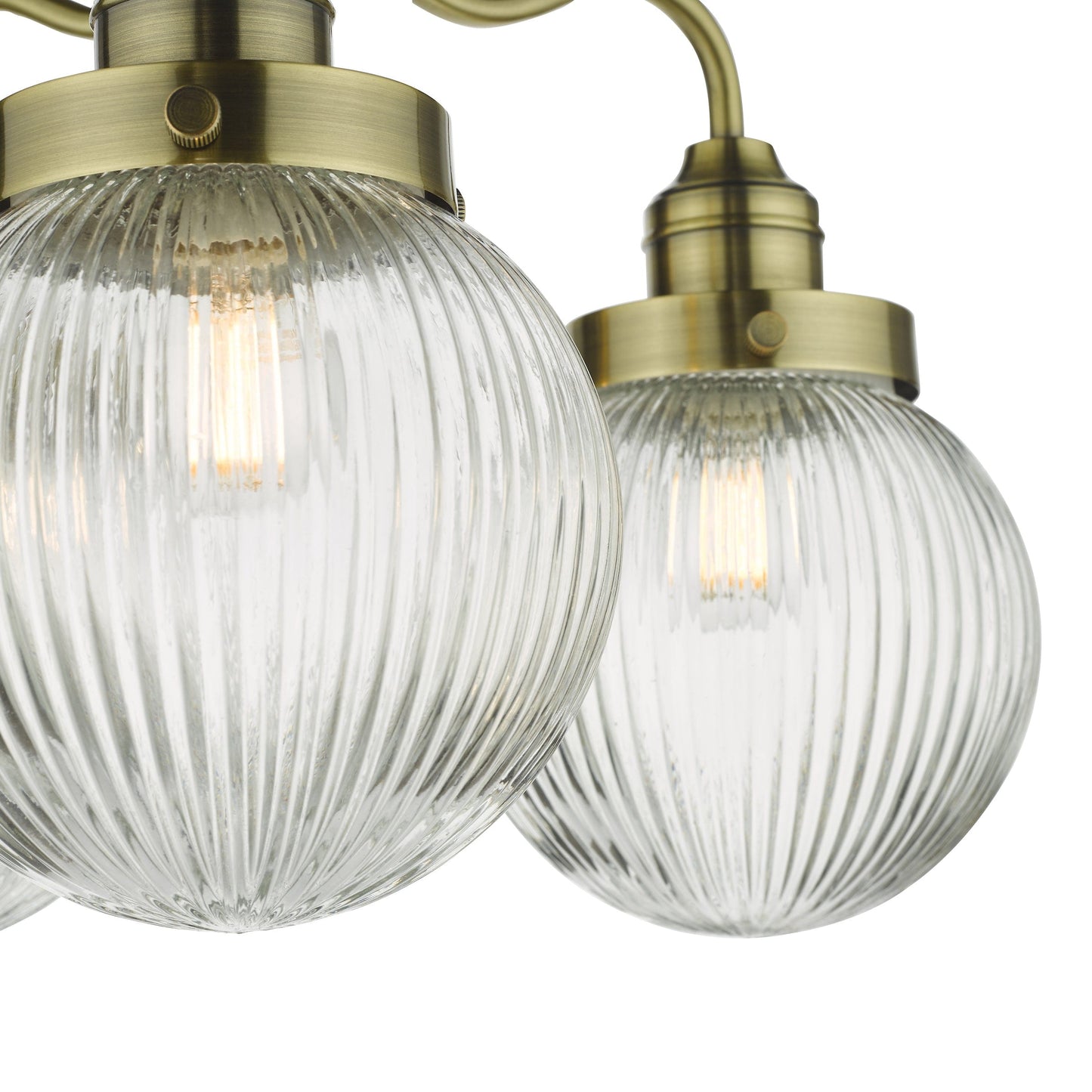 dar lighting Tamara 3 Light Bathroom Semi Flush Antique Brass Ribbed Glass IP44 TAM5375-IP44