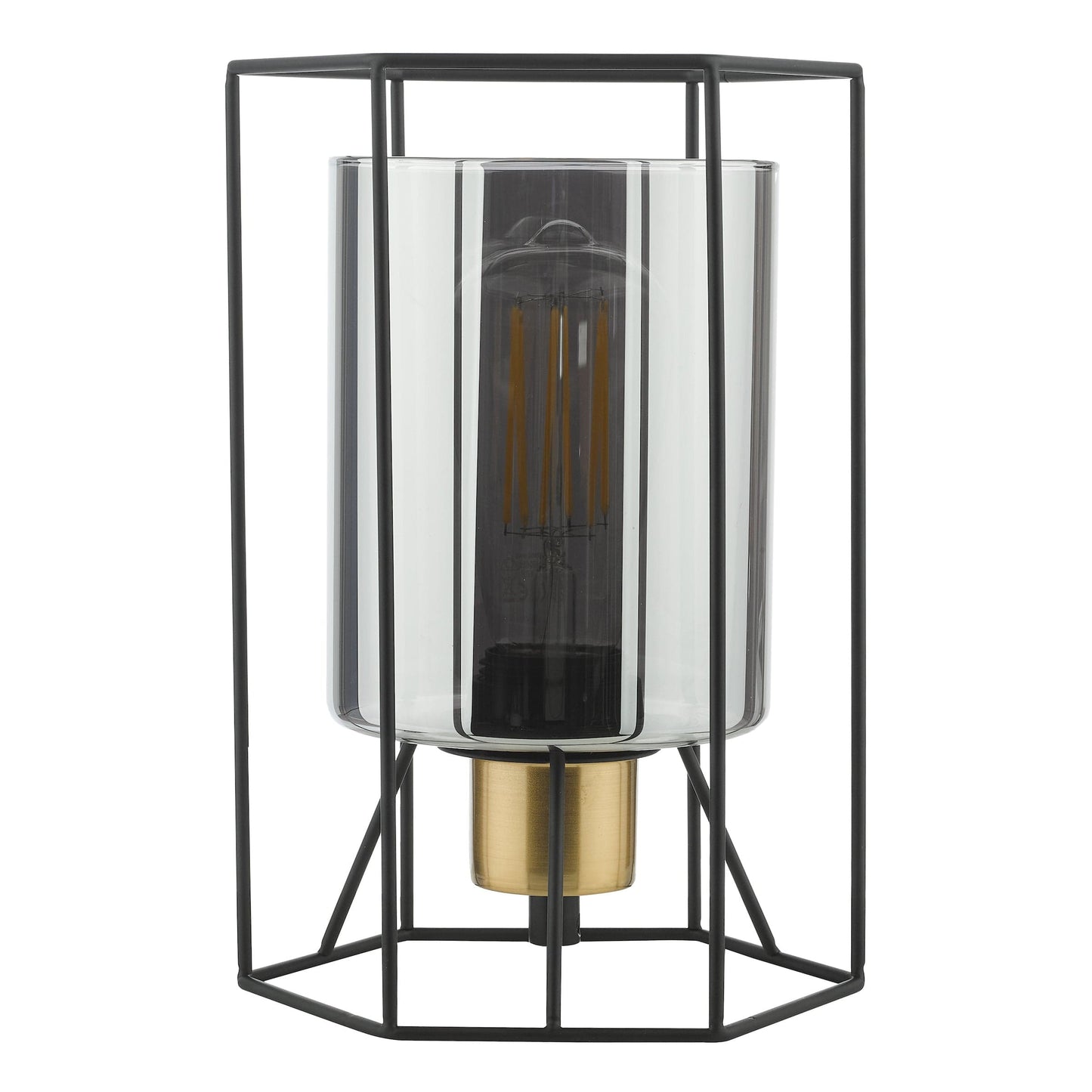 dar lighting Tatum Table Lamp Matt Black and Smoked Glass TAT4222