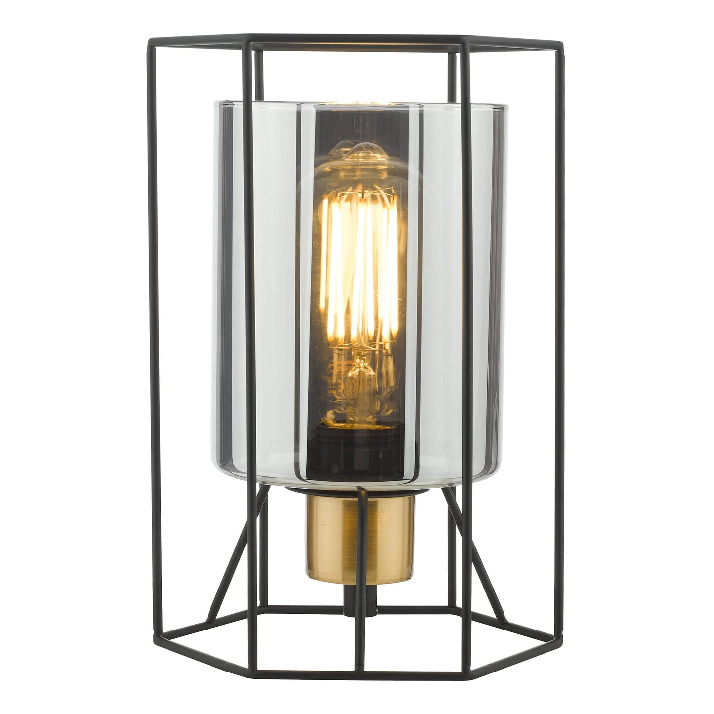 dar lighting Tatum Table Lamp Matt Black and Smoked Glass TAT4222