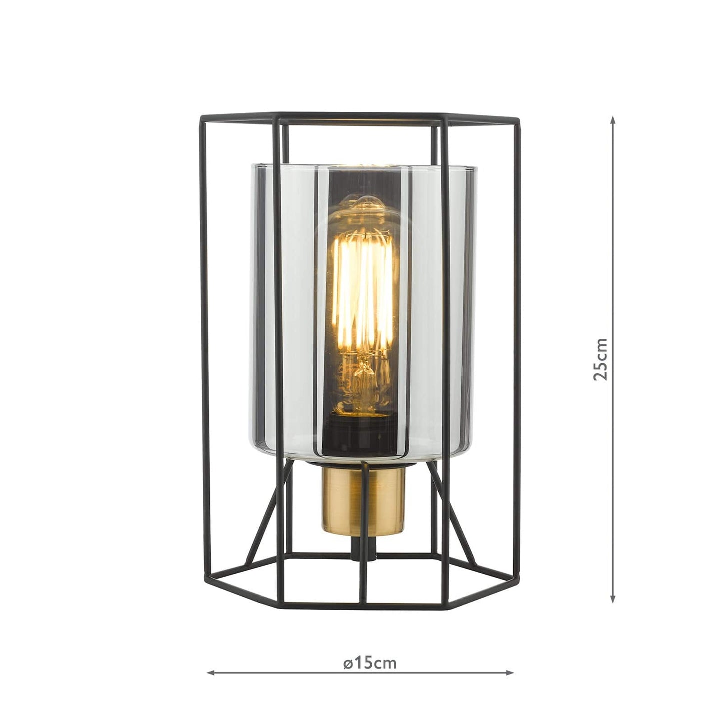dar lighting Tatum Table Lamp Matt Black and Smoked Glass TAT4222