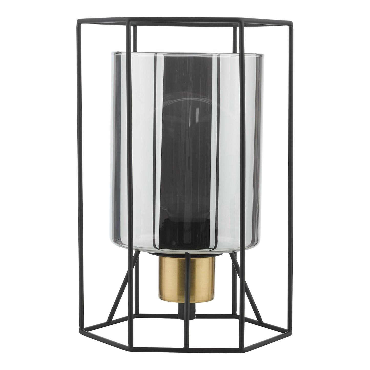 dar lighting Tatum Table Lamp Matt Black and Smoked Glass TAT4222