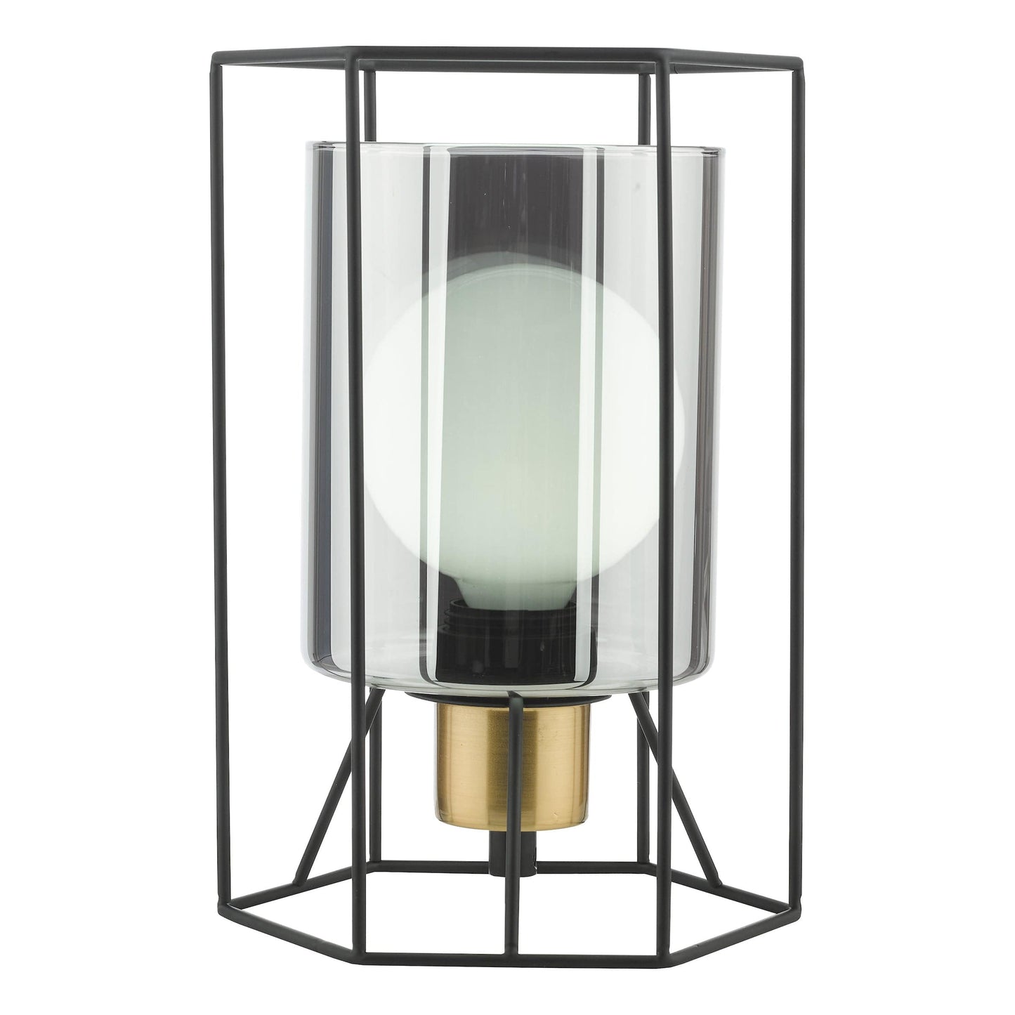 dar lighting Tatum Table Lamp Matt Black and Smoked Glass TAT4222