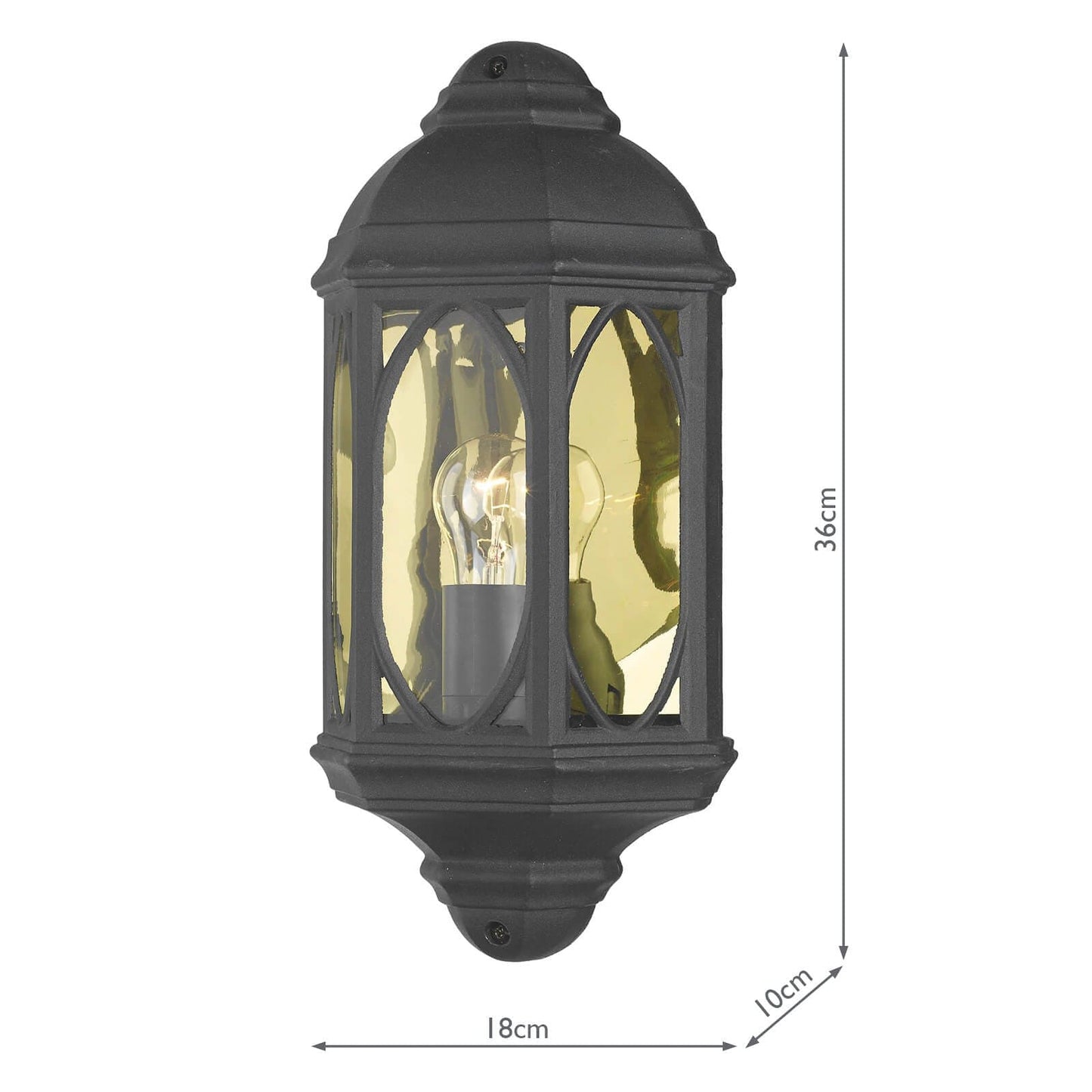 dar lighting Tenby Outdoor Wall Light Black Glass IP43 TEN2122