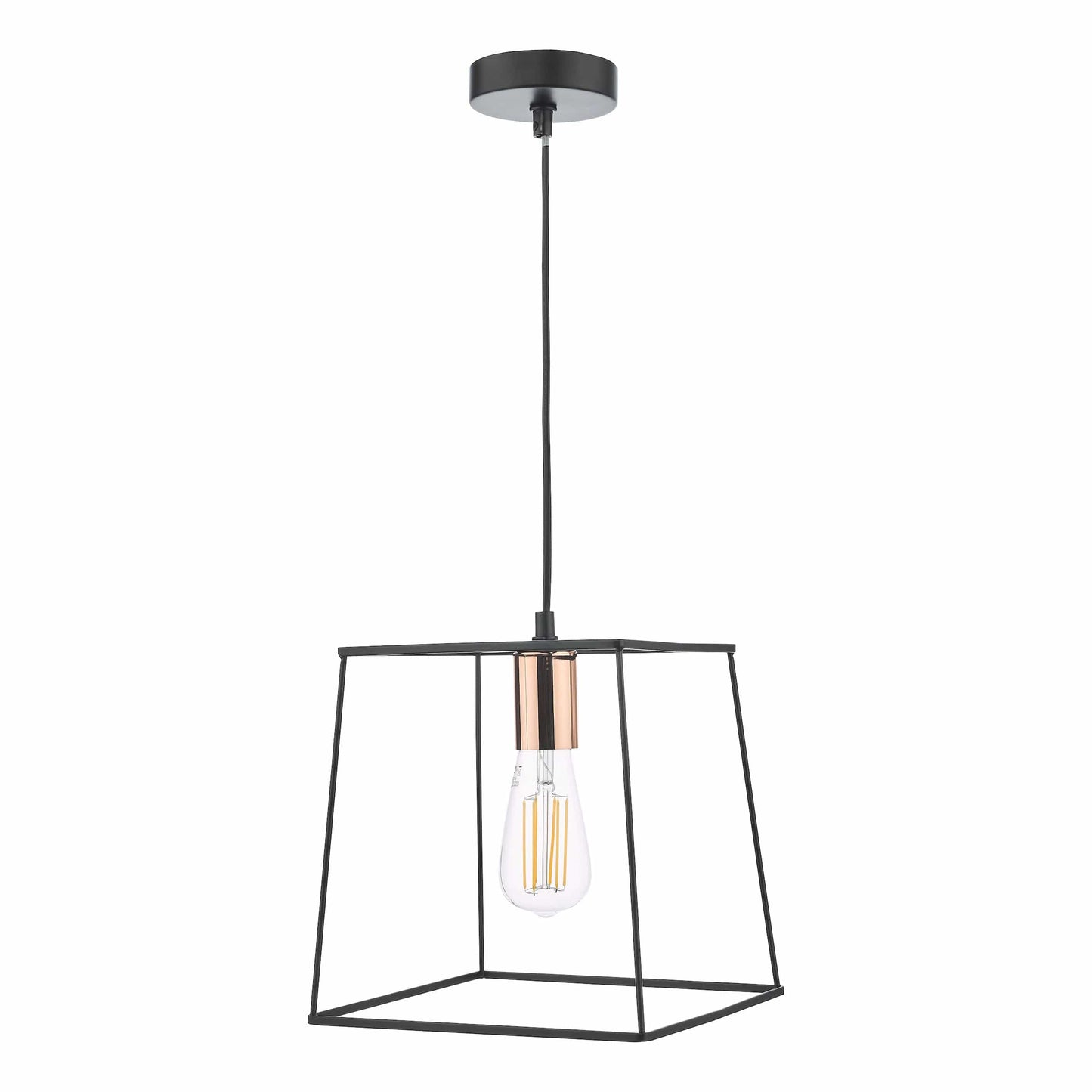 dar lighting Tower 1 Light Single Pendant Matt Black Copper TOW0122