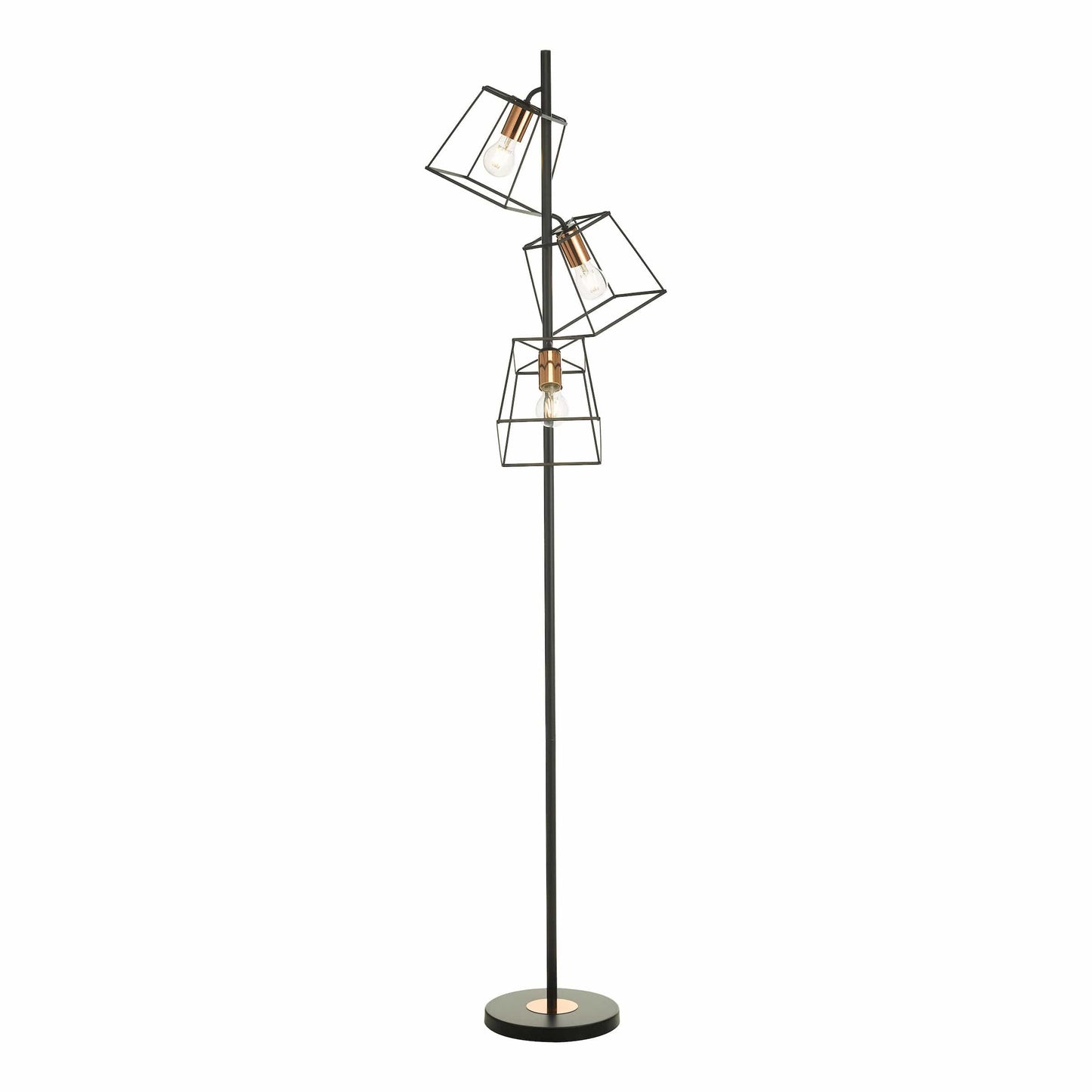 dar lighting Tower 3 Light Floor Lamp Matt Black Copper TOW4922