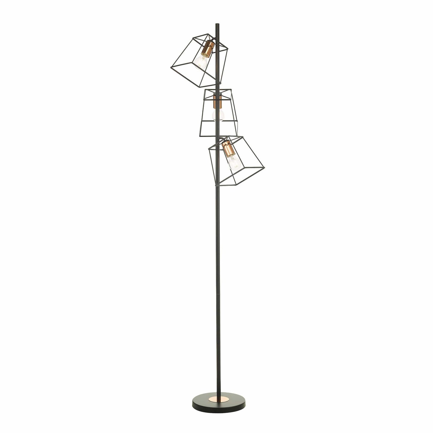 dar lighting Tower 3 Light Floor Lamp Matt Black Copper TOW4922