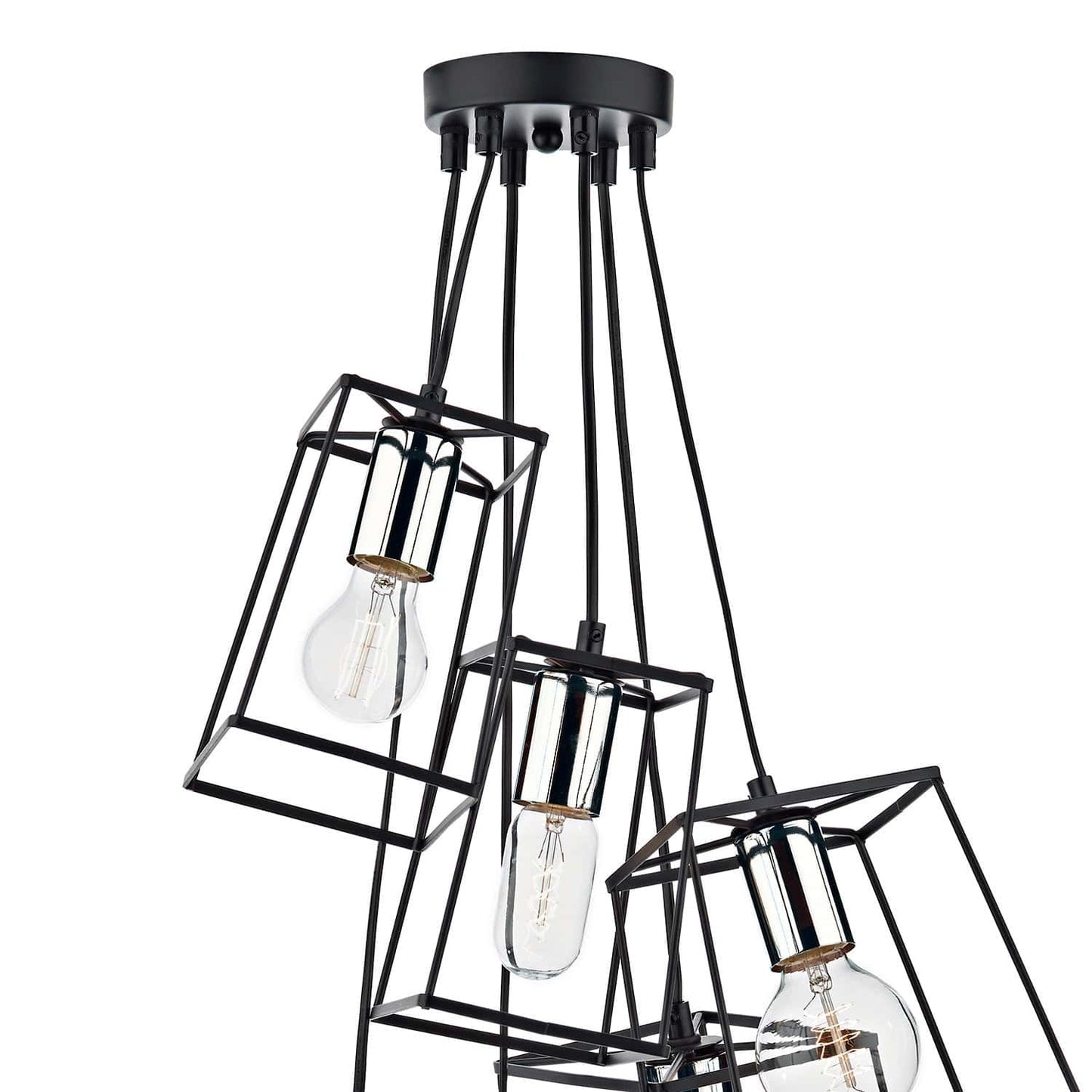 dar lighting Tower 6lt Cluster Pendant Black & Polished Chrome TOW0650