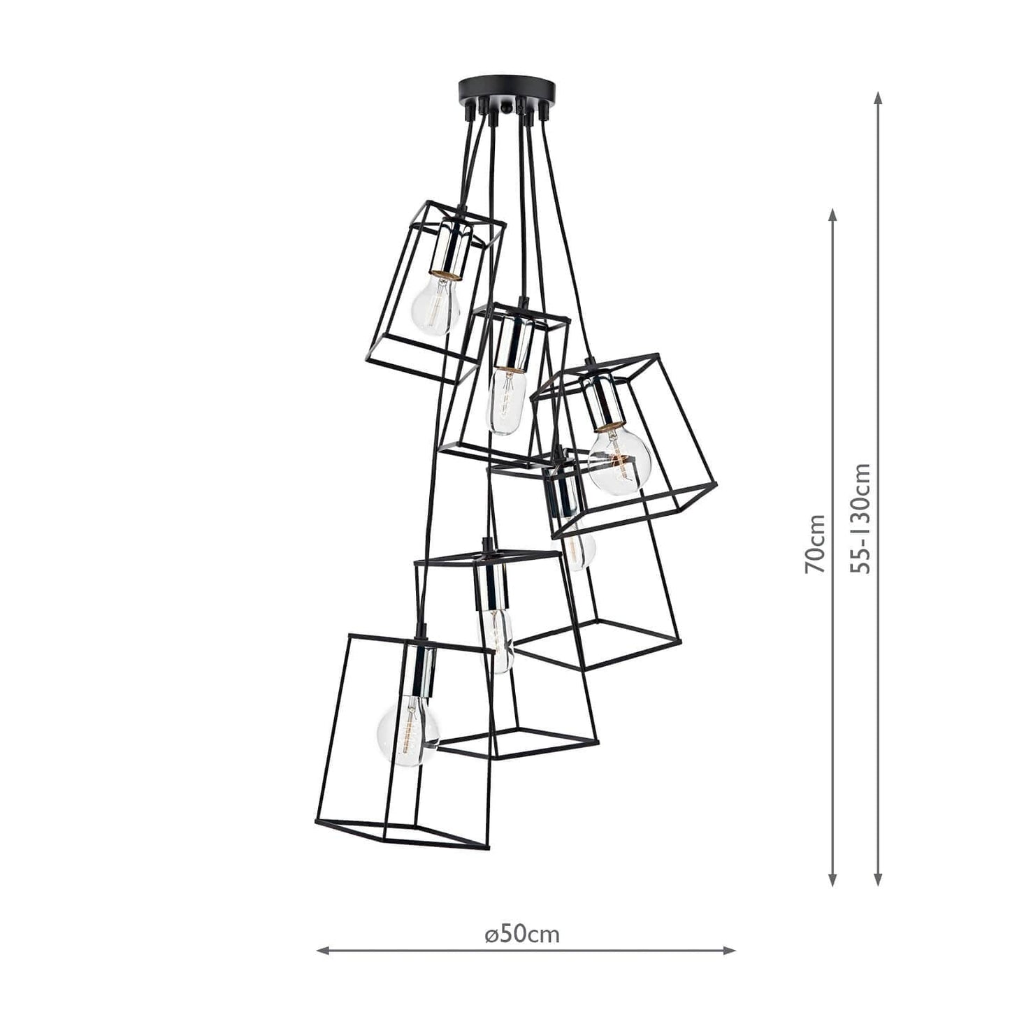dar lighting Tower 6lt Cluster Pendant Black & Polished Chrome TOW0650