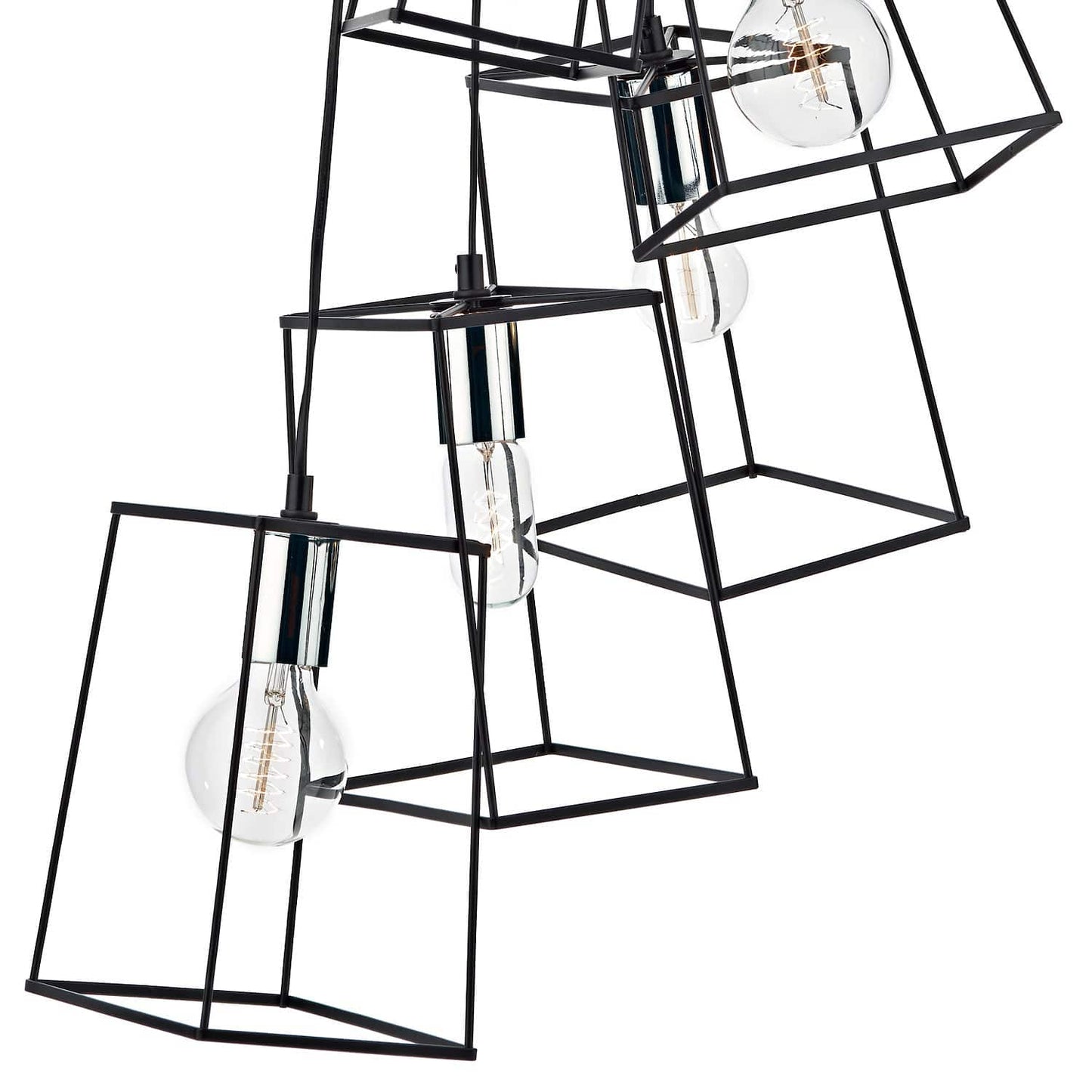dar lighting Tower 6lt Cluster Pendant Black & Polished Chrome TOW0650