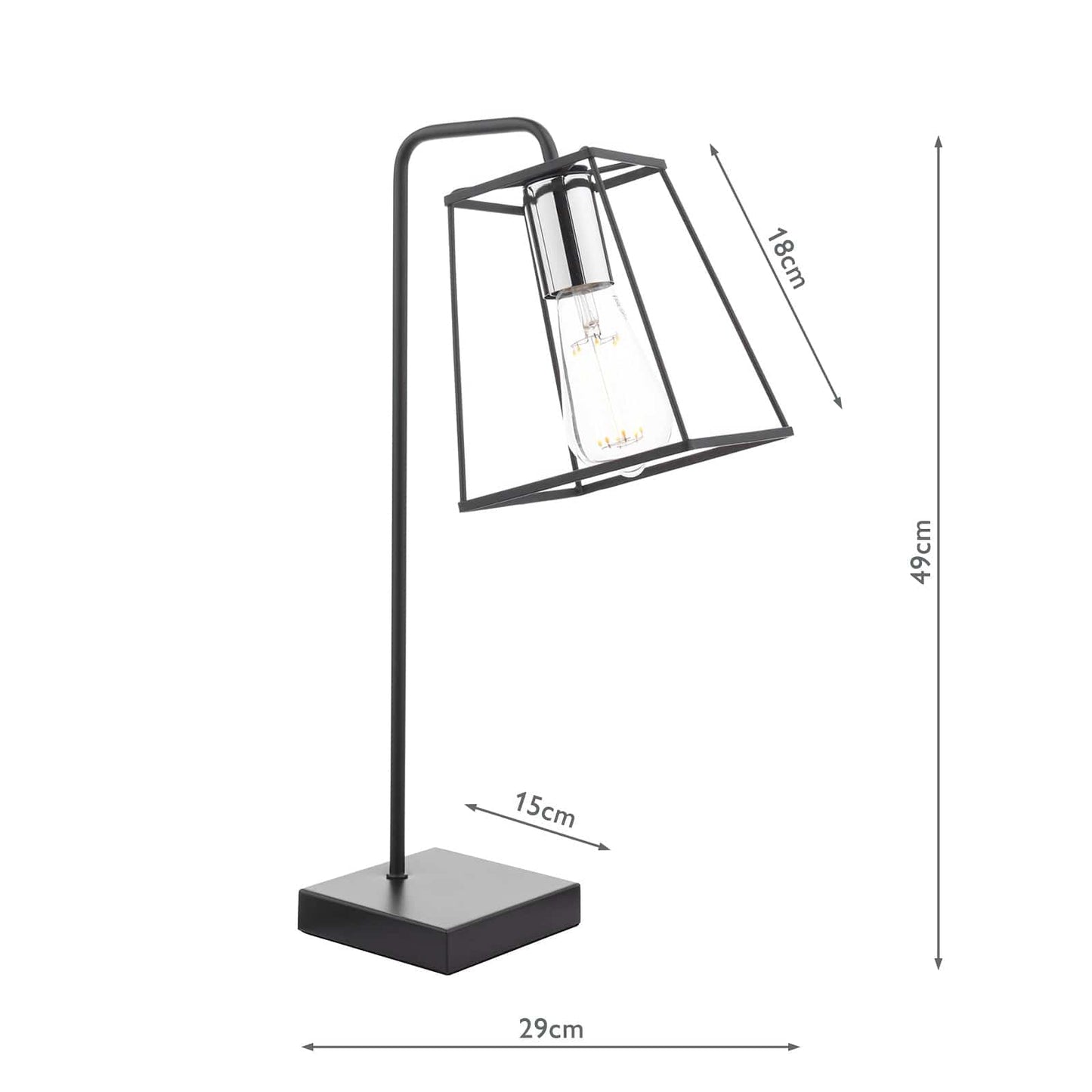 dar lighting Tower Table Lamp Matt Black and Polished Chrome TOW4150