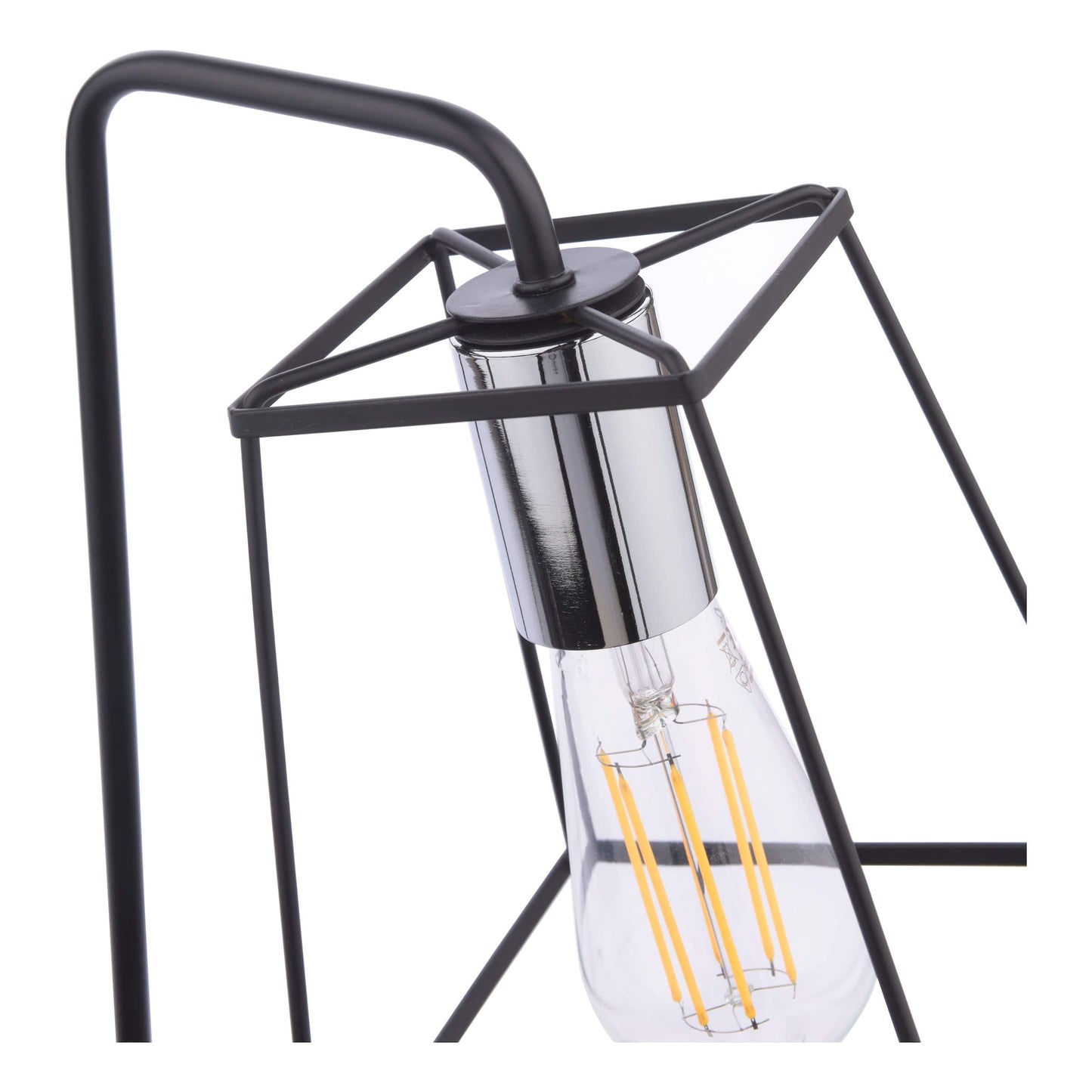 dar lighting Tower Table Lamp Matt Black and Polished Chrome TOW4150