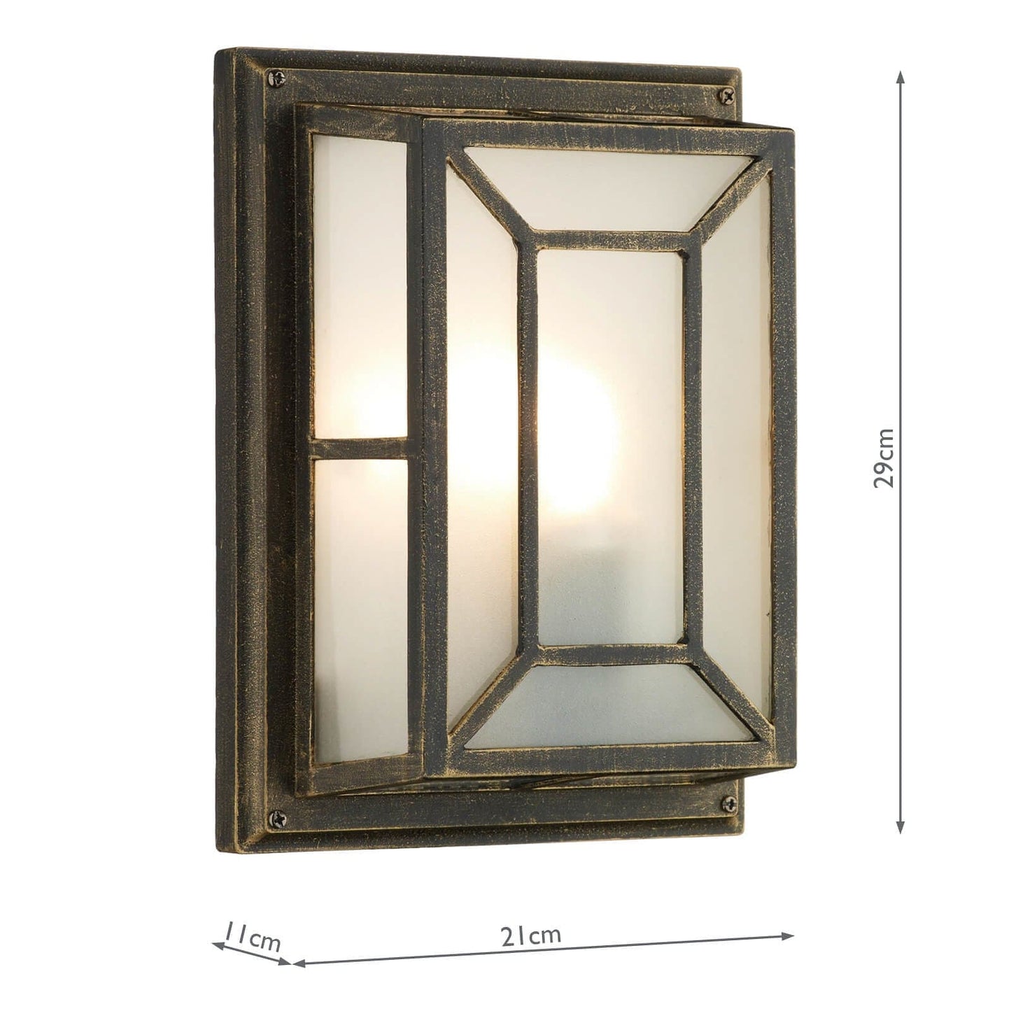 dar lighting Trent Outdoor Wall Light Black/Gold Frosted Glass IP44 TRE5254