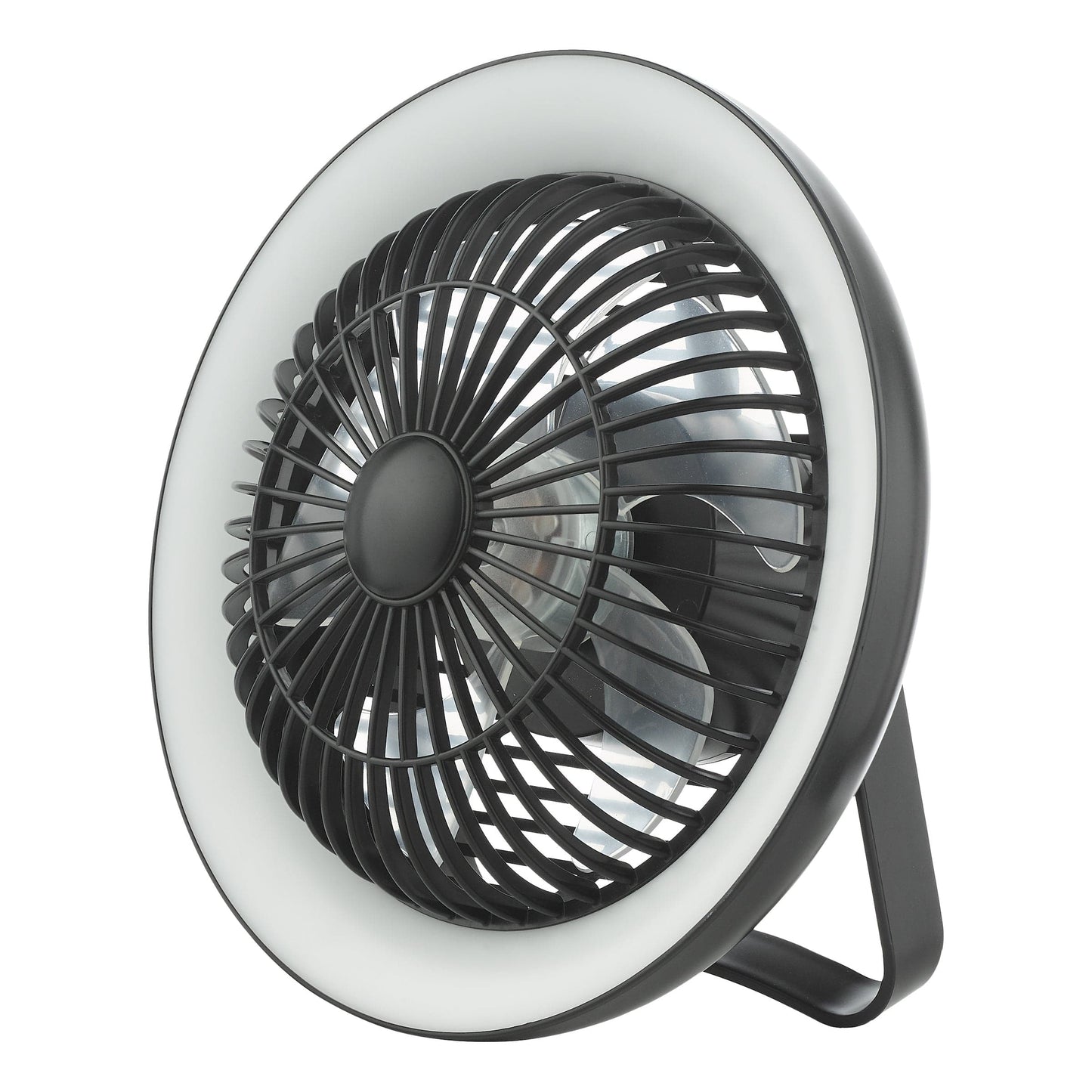 dar lighting Turbo Desk Fan With Lamp Black LED TUR4122