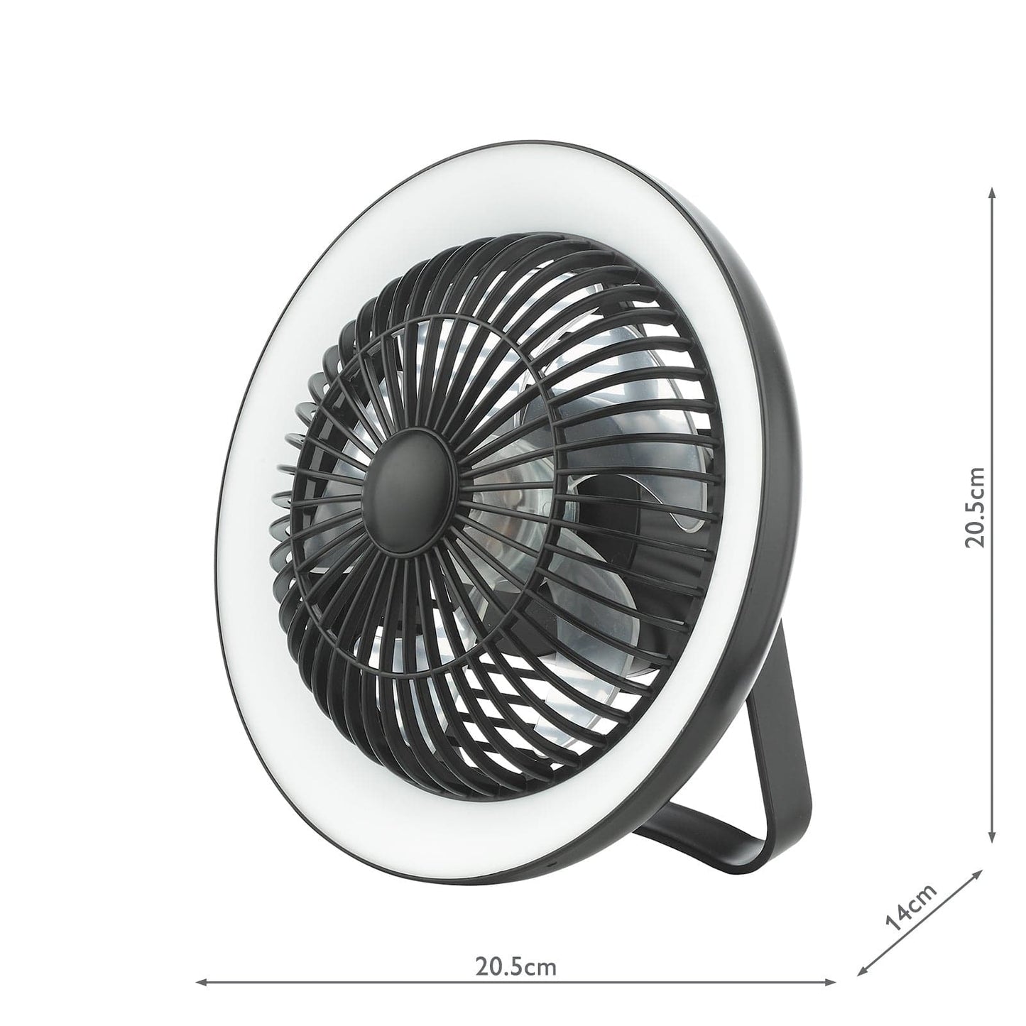 dar lighting Turbo Desk Fan With Lamp Black LED TUR4122
