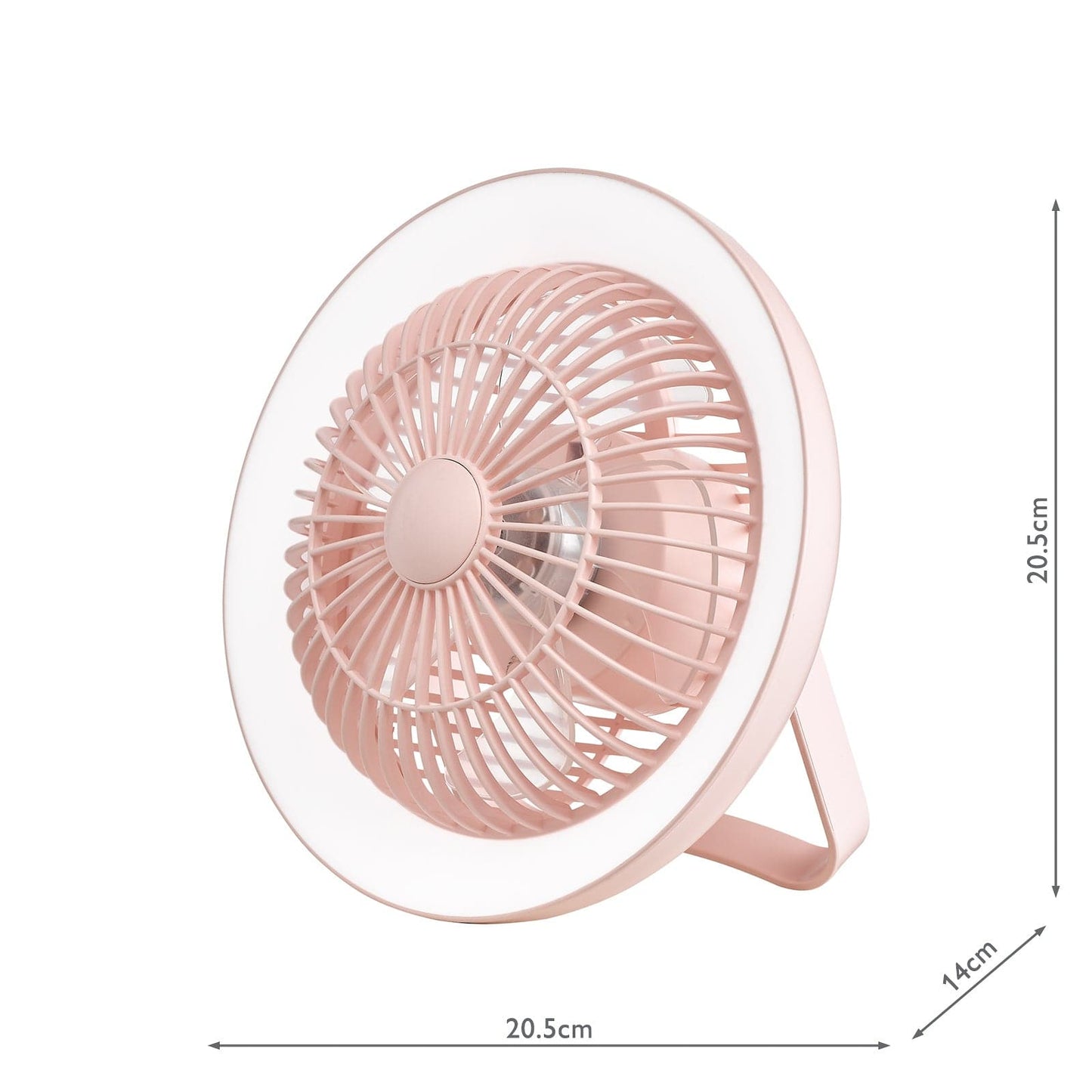 dar lighting Turbo Desk Fan With Lamp Pink LED TUR4103