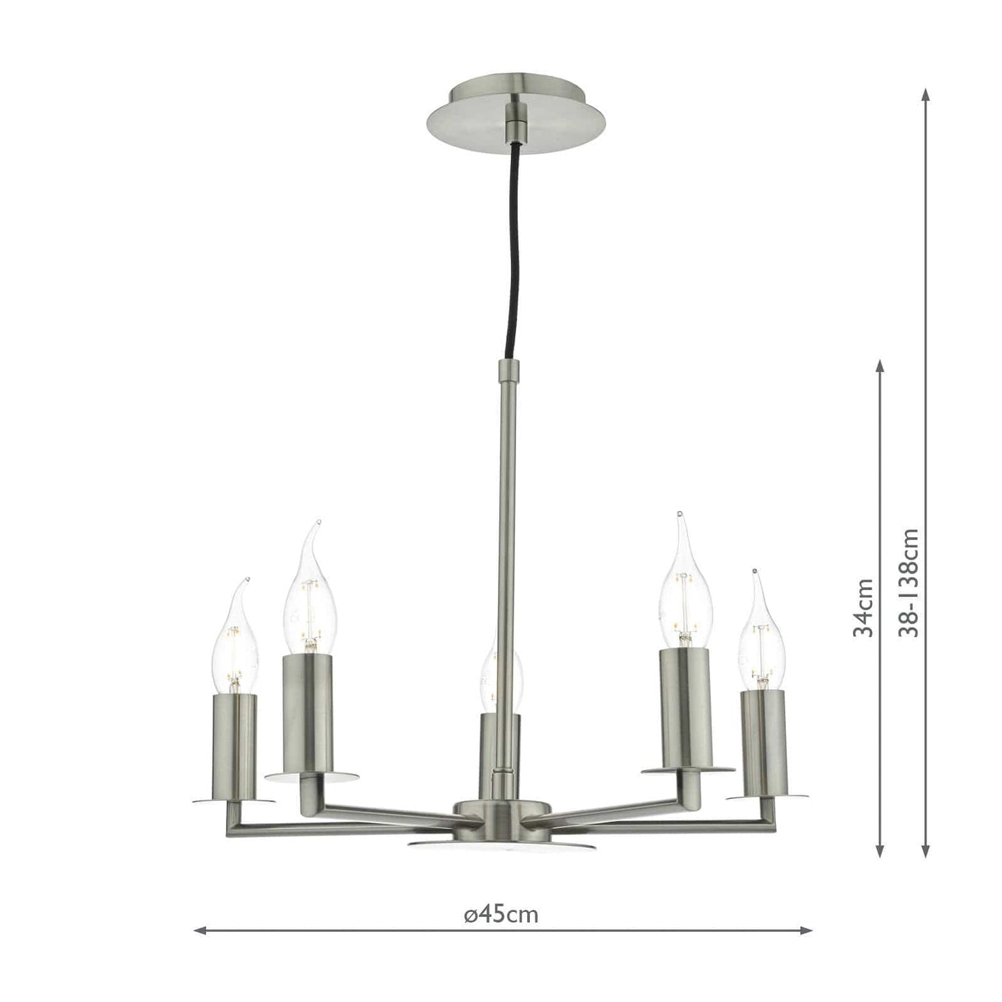 dar lighting Tyler 5lt Pendant Satin Nickel Fitting Only TYL0538