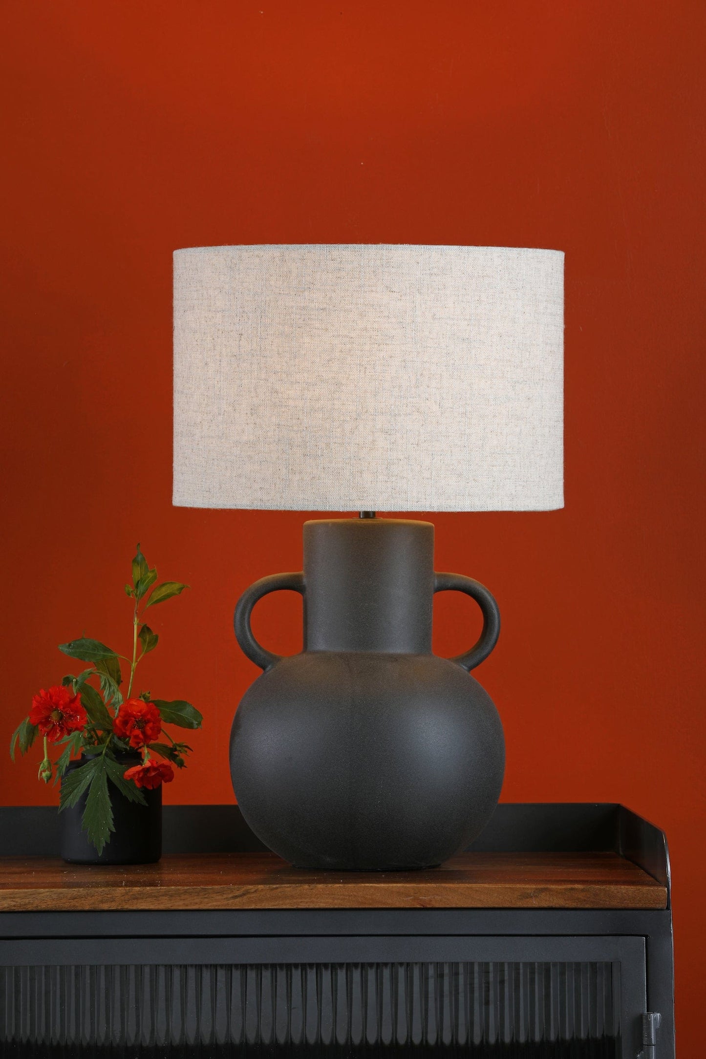dar lighting Urn Ceramic Table Lamp Black With Shade URN4222