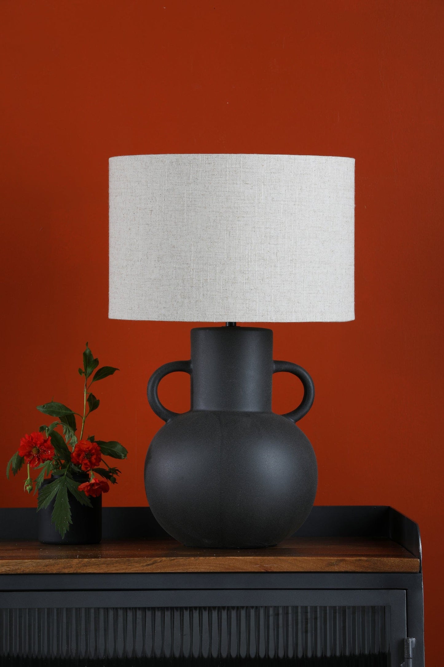 dar lighting Urn Ceramic Table Lamp Black With Shade URN4222