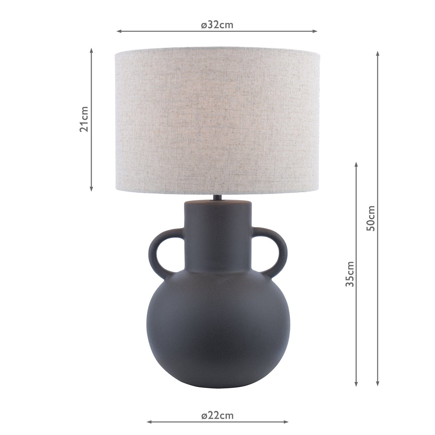 dar lighting Urn Ceramic Table Lamp Black With Shade URN4222