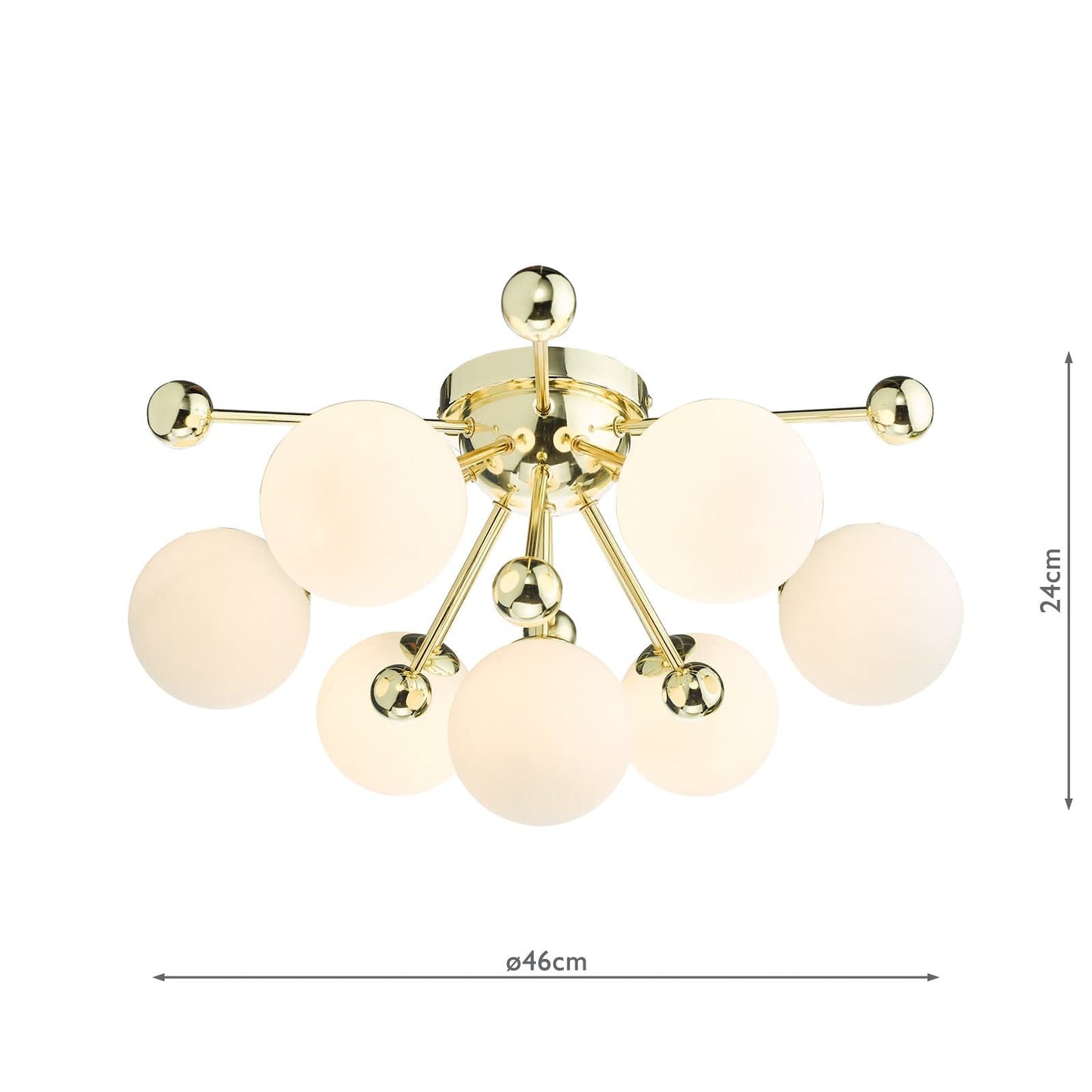 dar lighting Ursa 7 Light Flush Polished Gold and Opal Glass URS5035