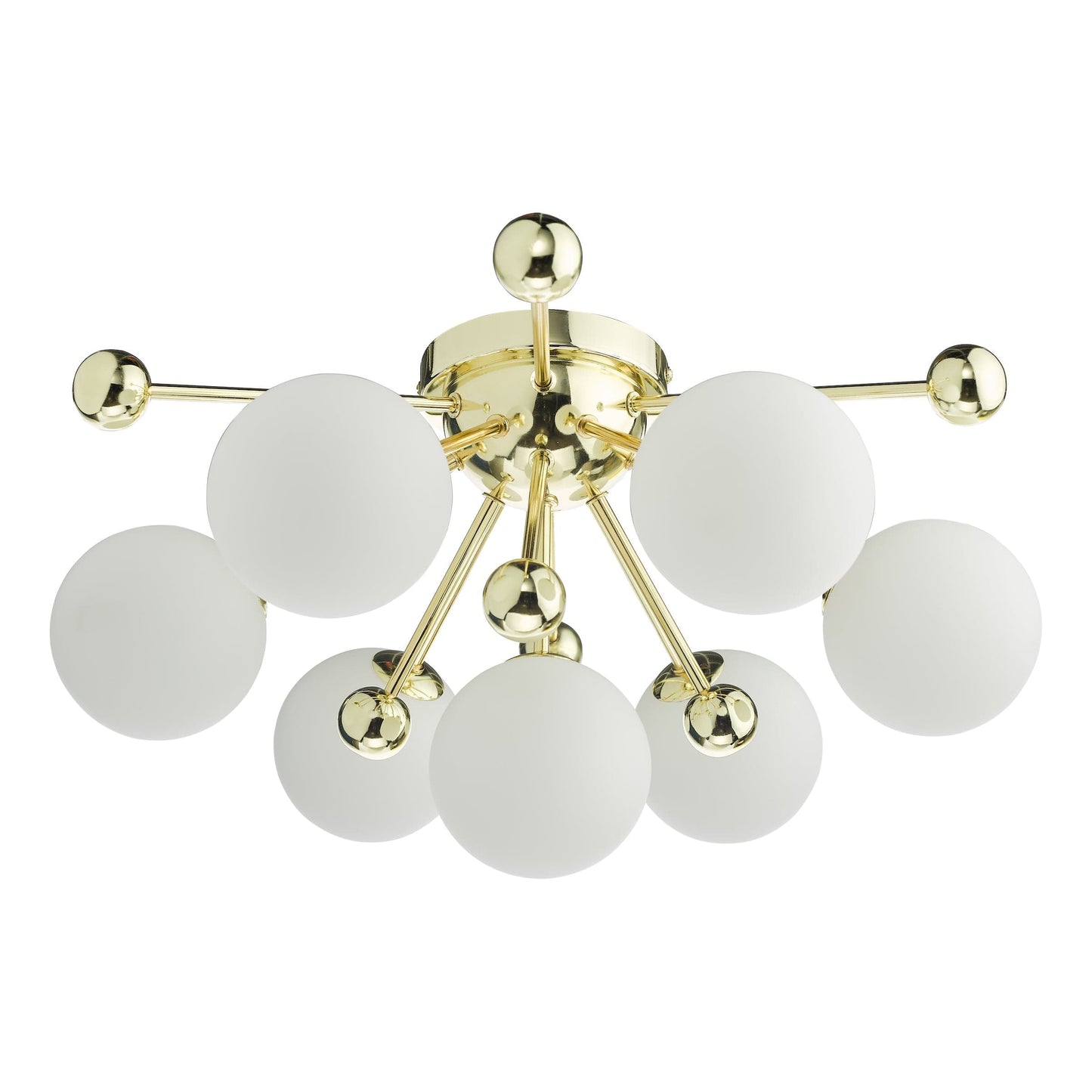 dar lighting Ursa 7 Light Flush Polished Gold and Opal Glass URS5035