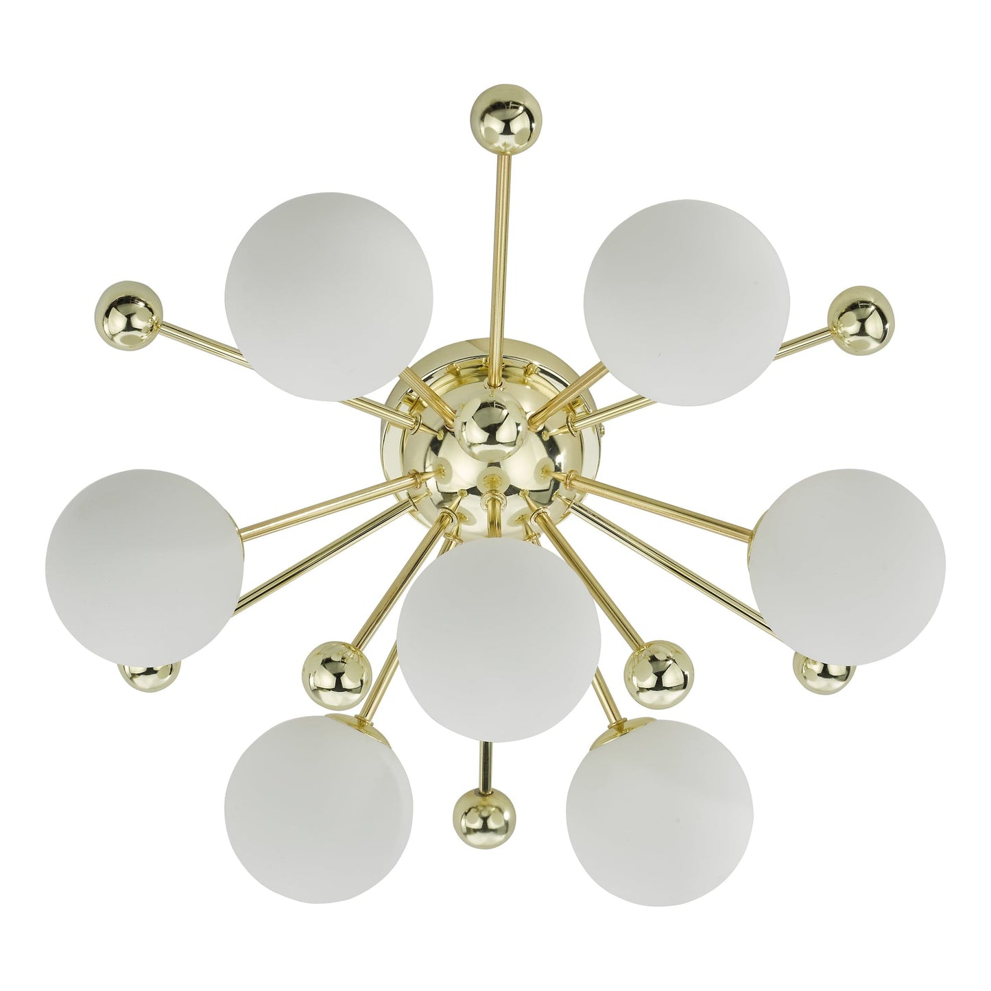 dar lighting Ursa 7 Light Flush Polished Gold and Opal Glass URS5035
