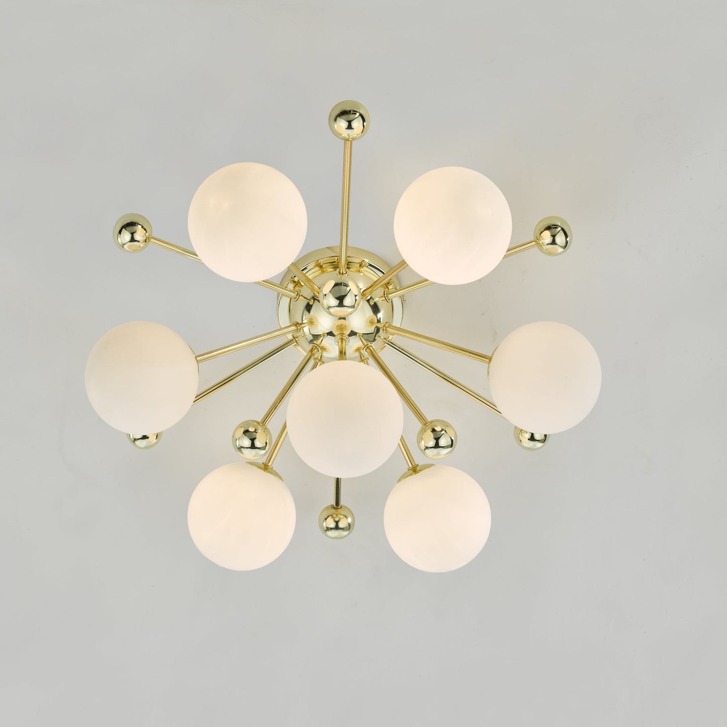 dar lighting Ursa 7 Light Flush Polished Gold and Opal Glass URS5035