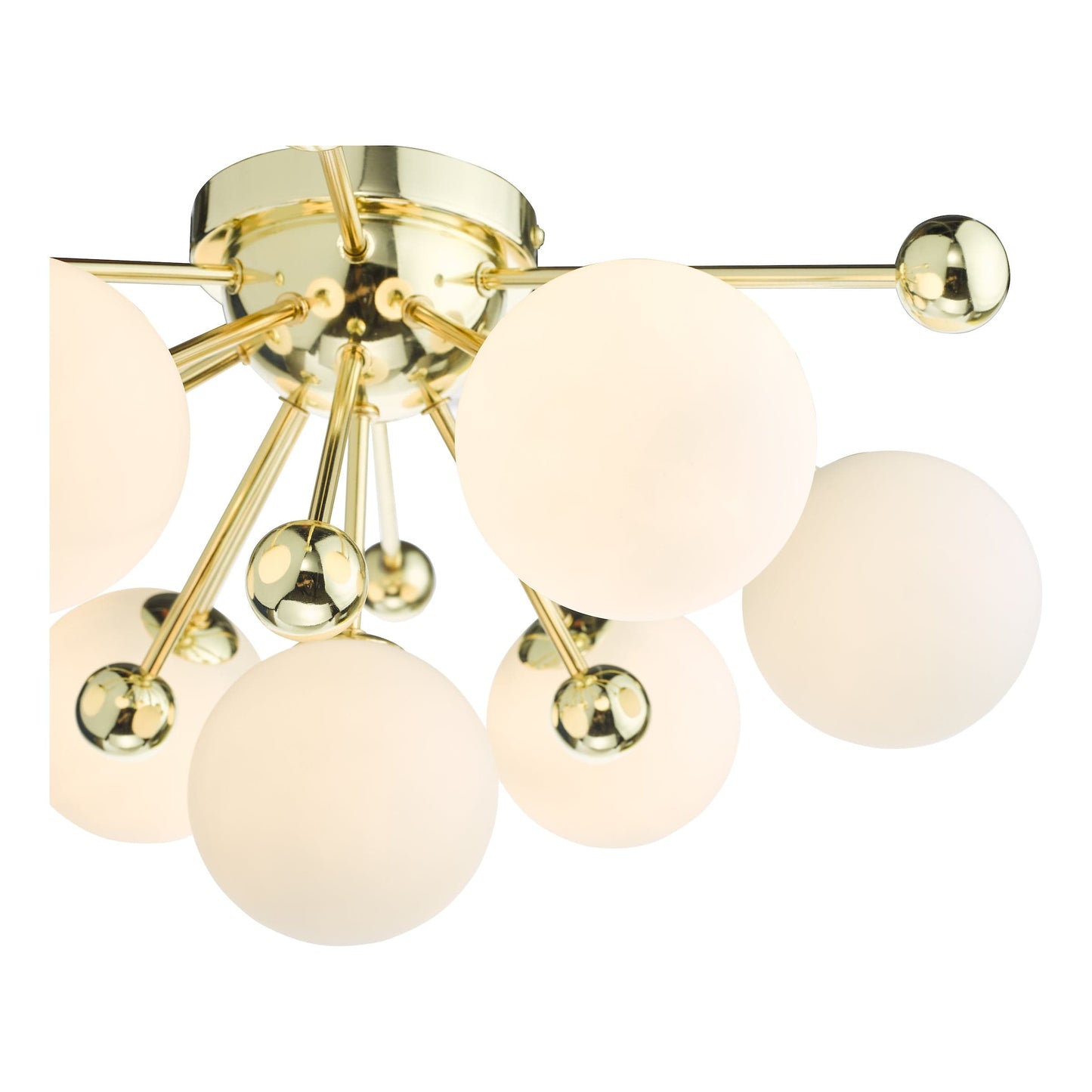 dar lighting Ursa 7 Light Flush Polished Gold and Opal Glass URS5035