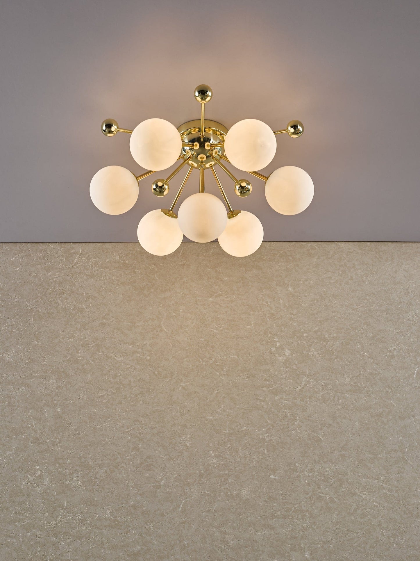 dar lighting Ursa 7 Light Flush Polished Gold and Opal Glass URS5035