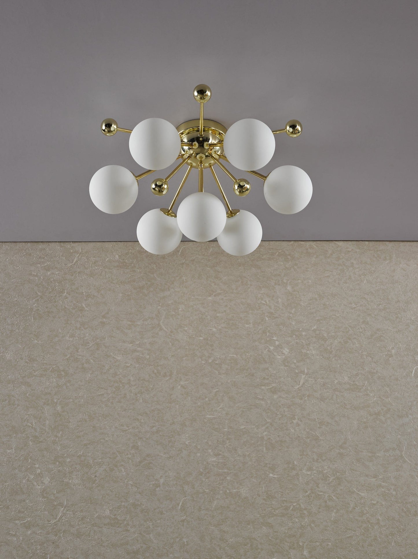 dar lighting Ursa 7 Light Flush Polished Gold and Opal Glass URS5035