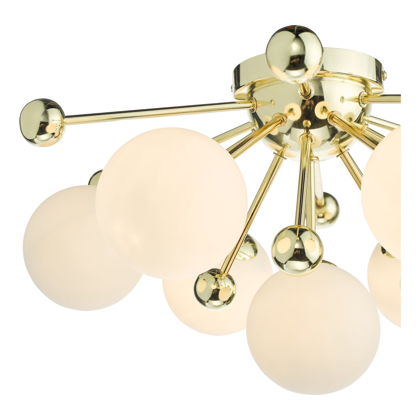 dar lighting Ursa 7 Light Flush Polished Gold and Opal Glass URS5035