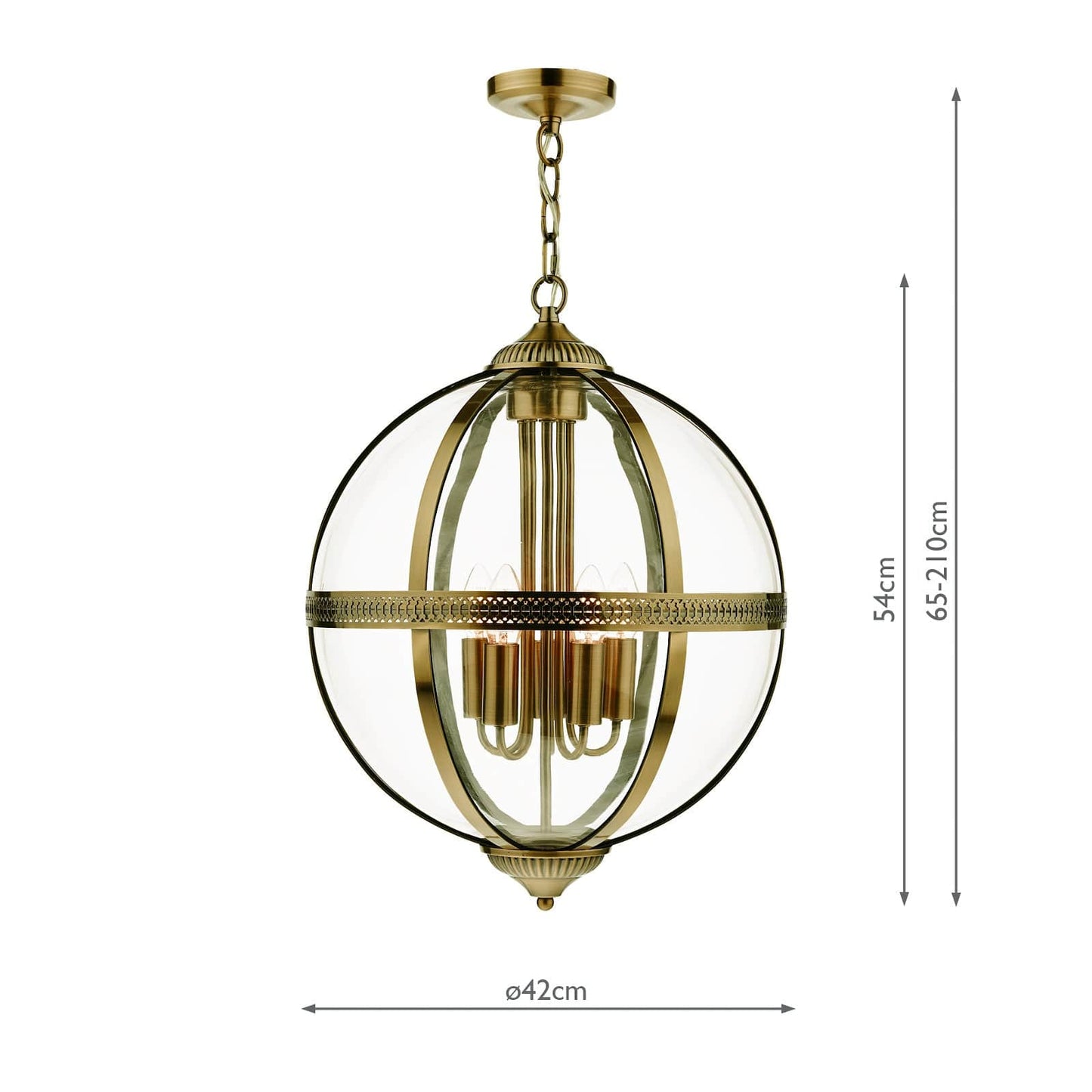 dar lighting Vanessa 5 Light Lantern Antique Brass Glass VAN0575