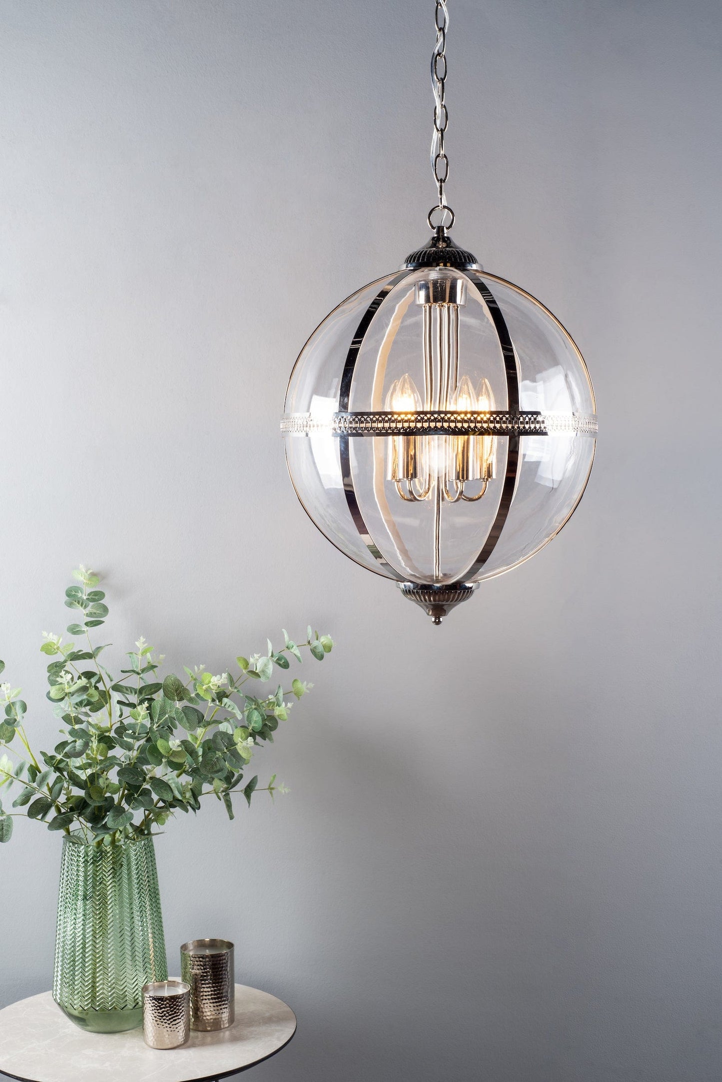 dar lighting Vanessa 5 Light Pendant Polished Nickel And Clear VAN0538